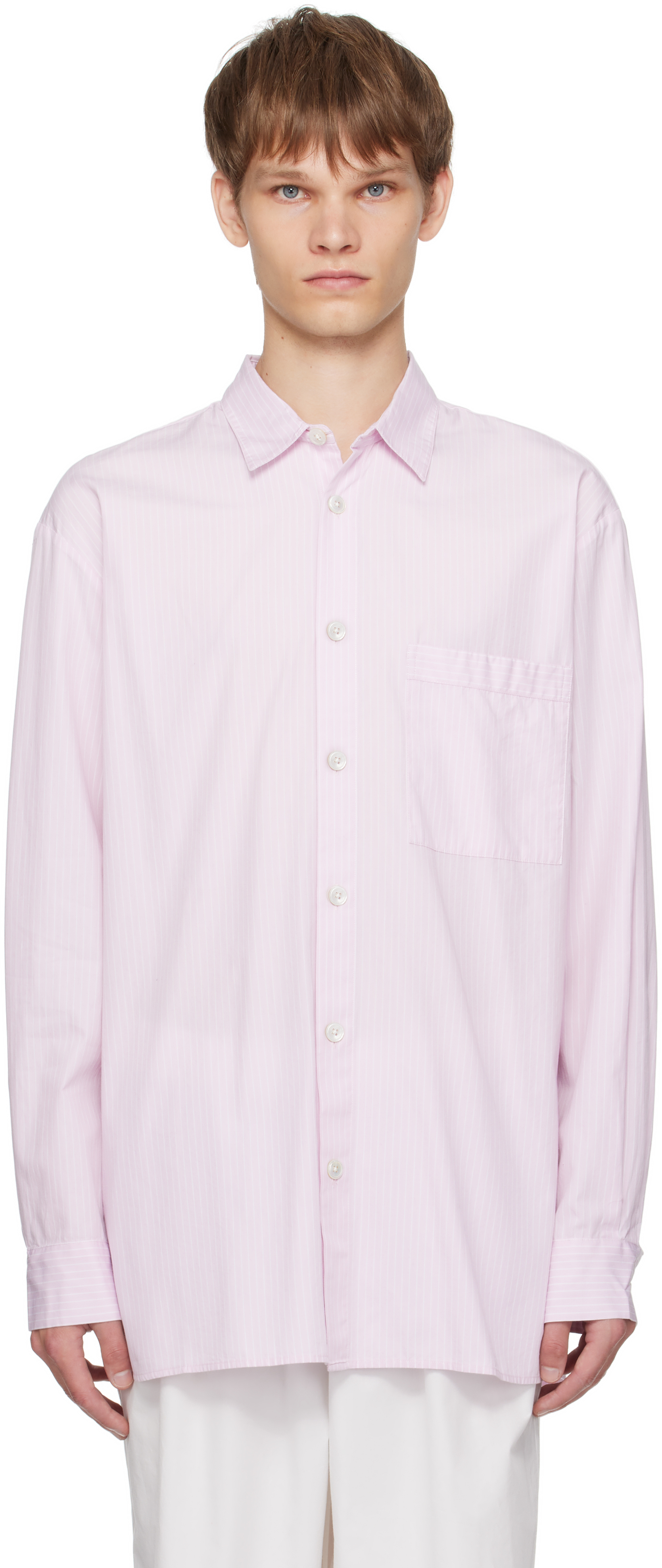 Pink Poplin Long Sleeve Pyjama Shirt