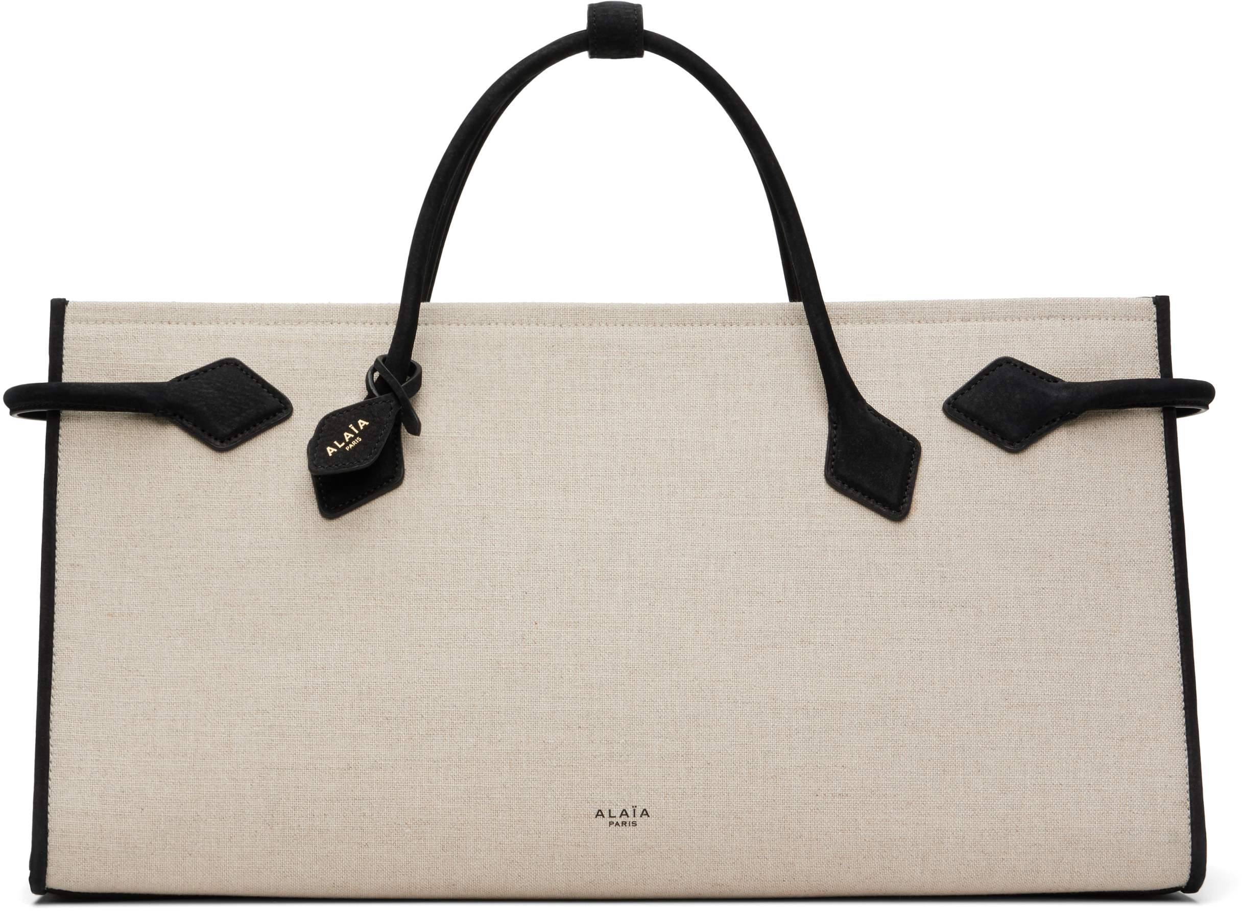 Alaïa Beige & Black 'le Teckel' Tote In Black