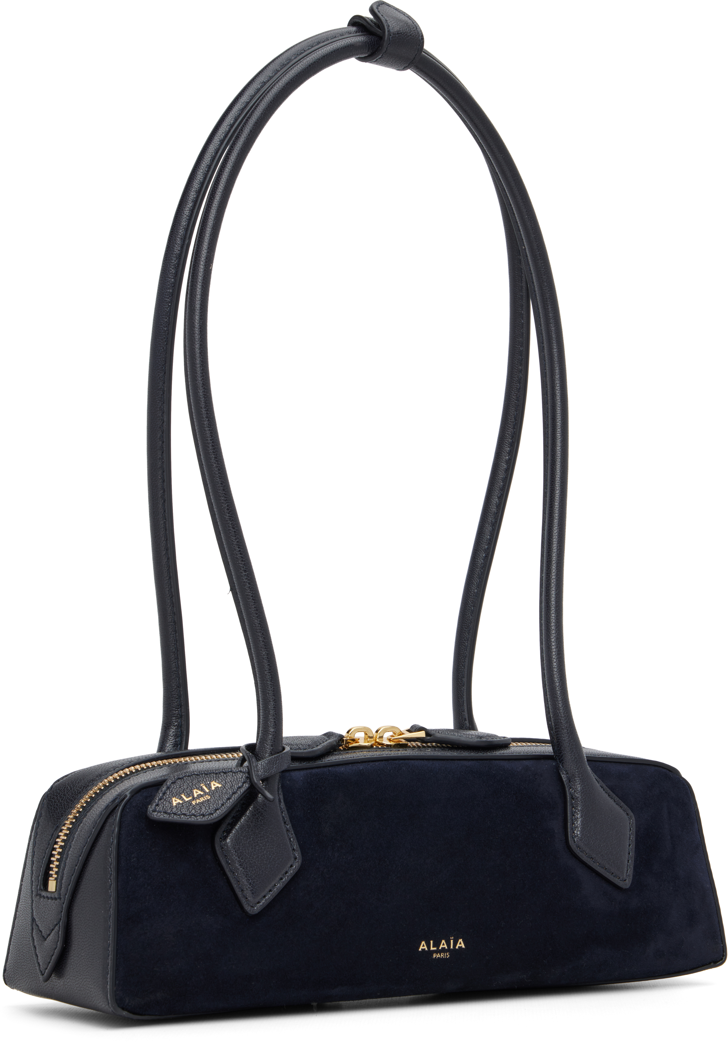 Alaïa Le Teckel Small Shoulder Bag In Suede And Leather In Black