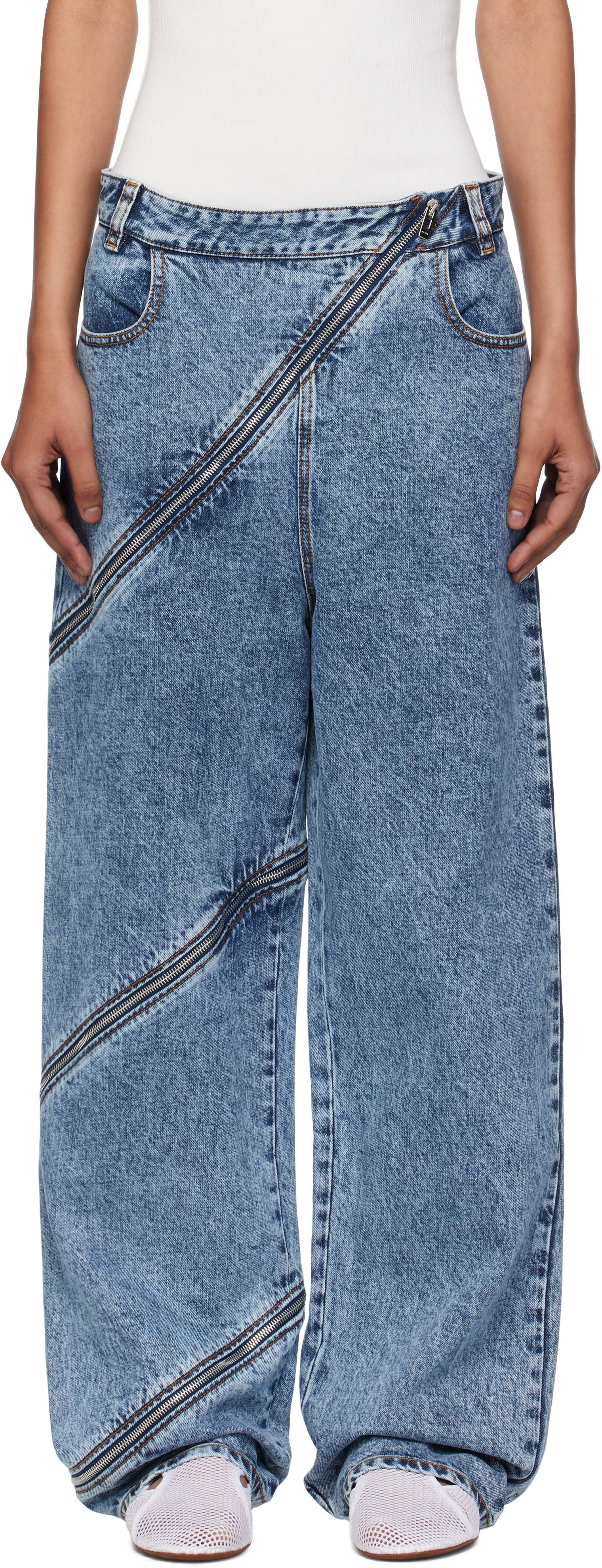 ALAÏA Blue Spiral Jeans