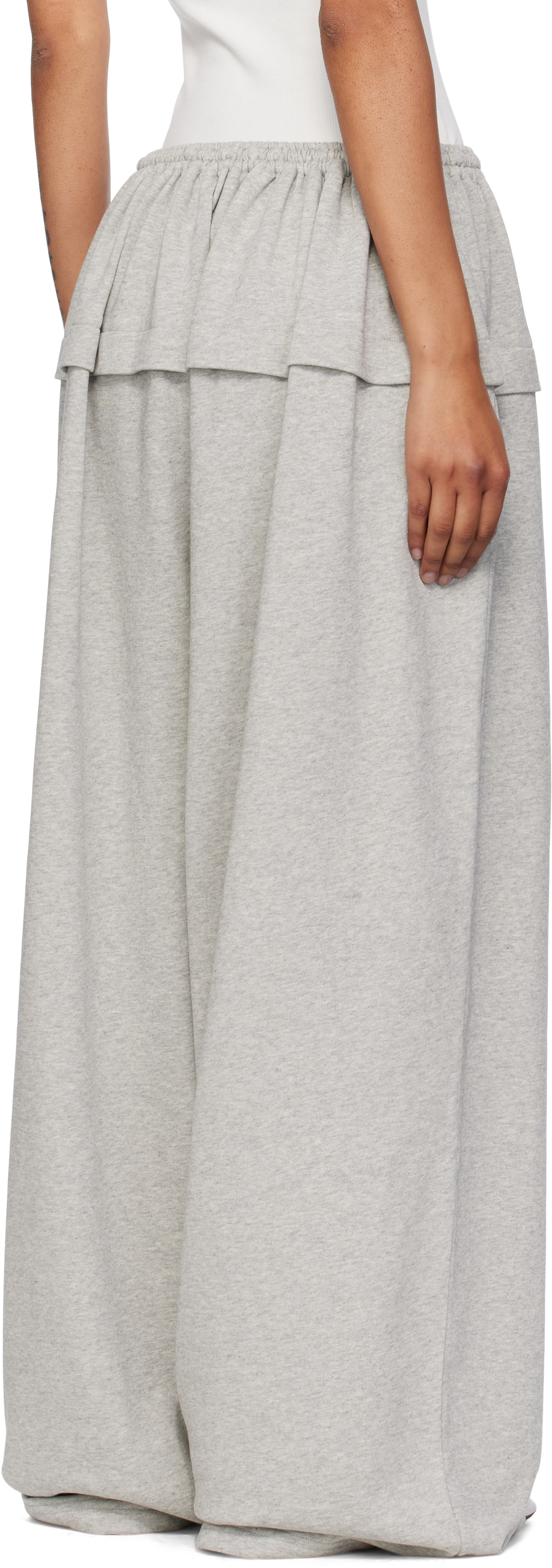 Alaïa Ruffled Cotton-blend Track Pants In Gray