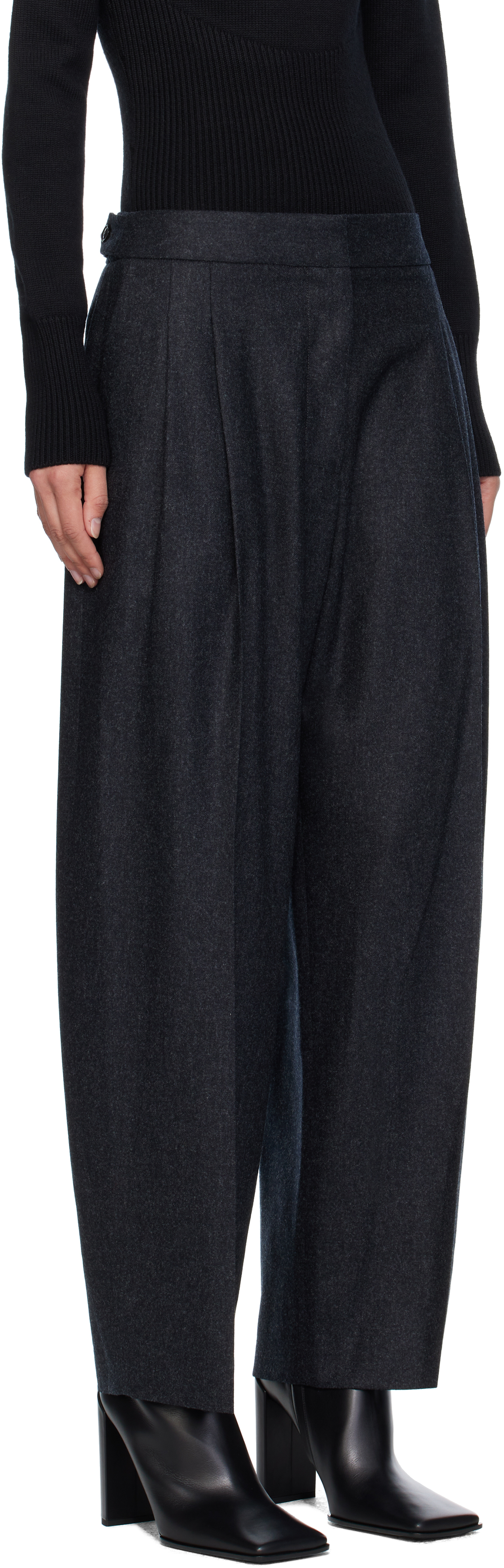 Alaïa Gray Flannel Tailored Trousers In Black
