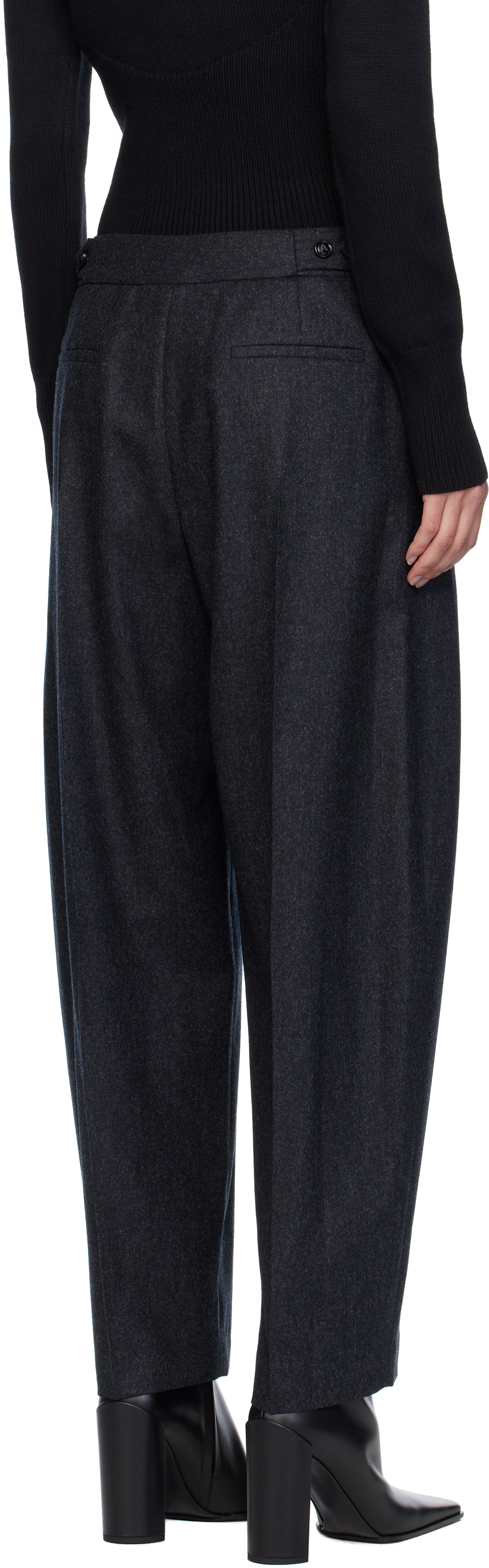 Alaïa Gray Flannel Tailored Trousers In Black