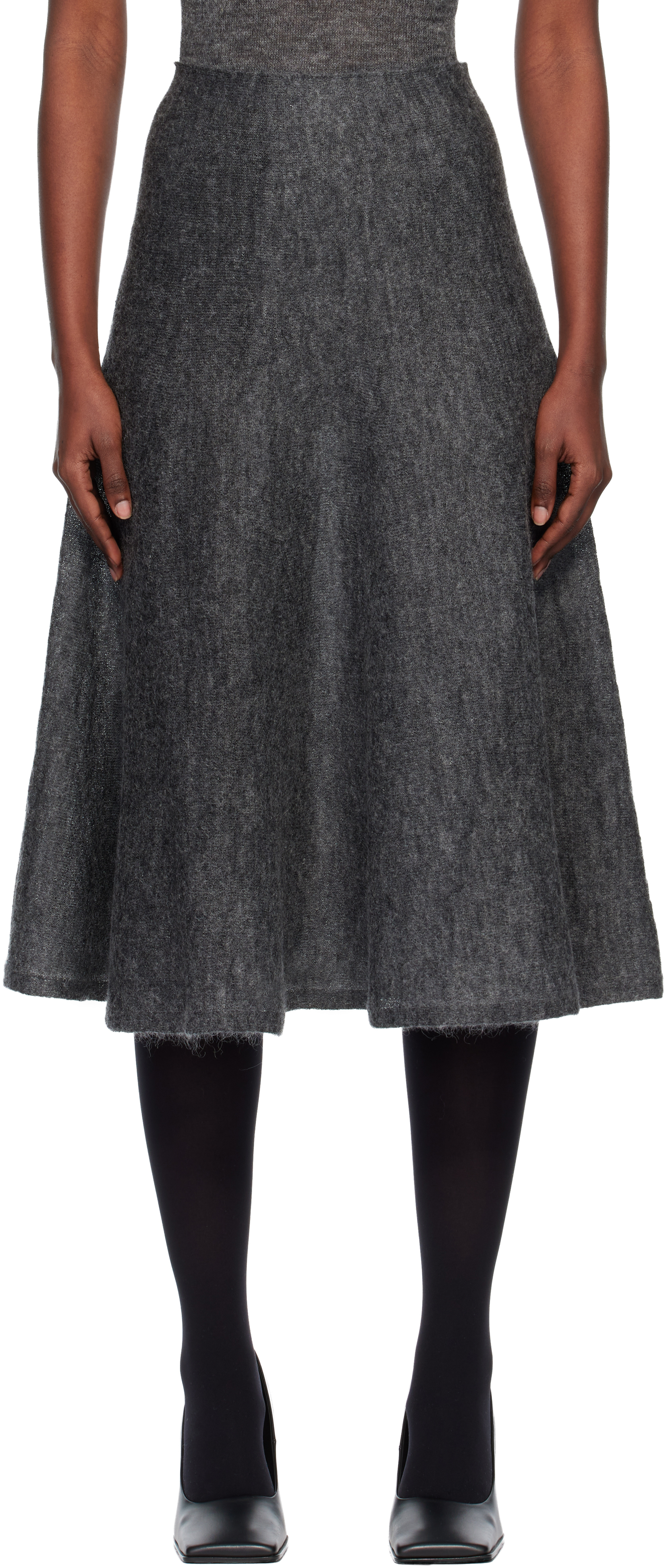 Alaïa Alaia Gonna Gray Midi In Mohair Women In Gray
