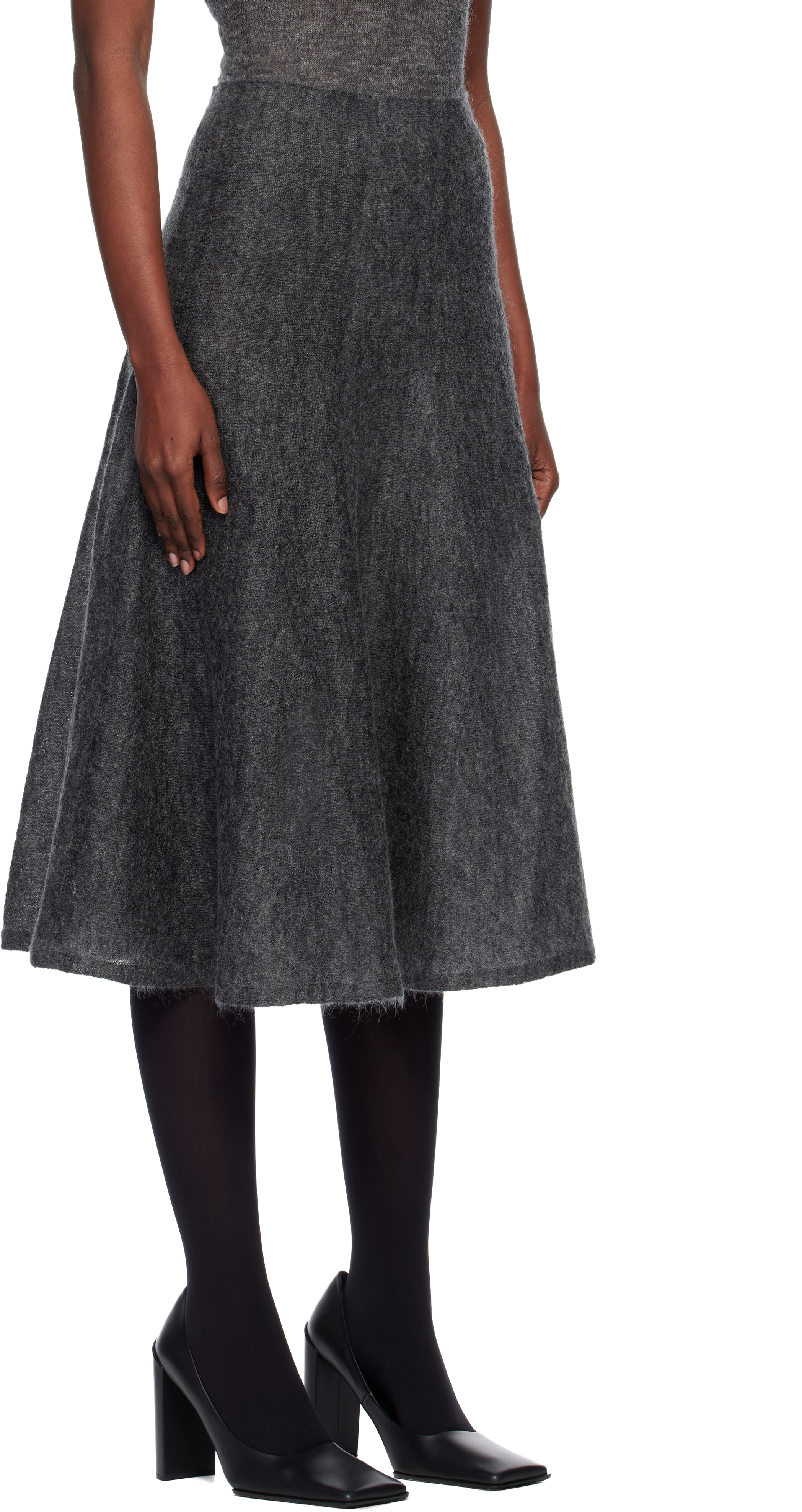 Alaïa Alaia Gonna Gray Midi In Mohair Women In Gray