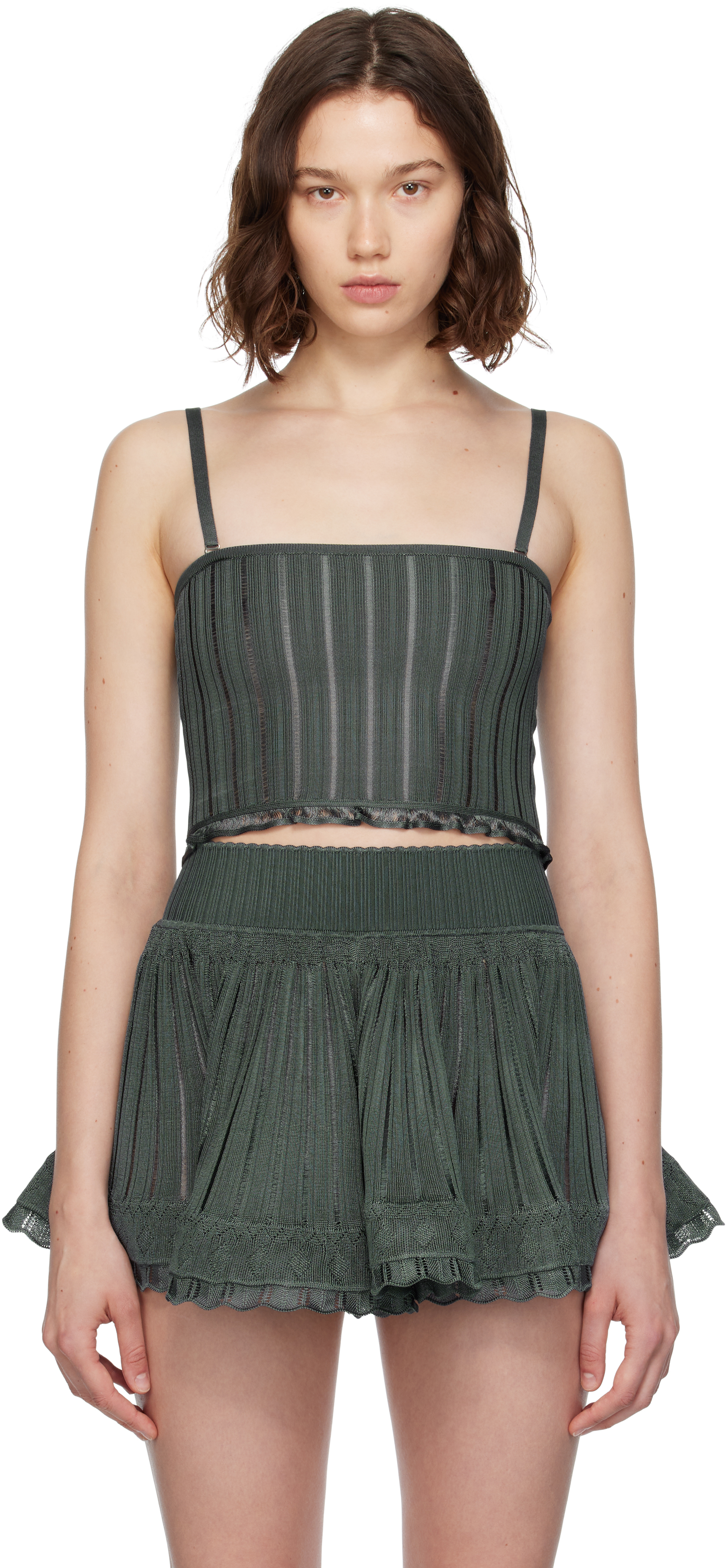 ALAÏA Gray Crinoline Knit Tank Top