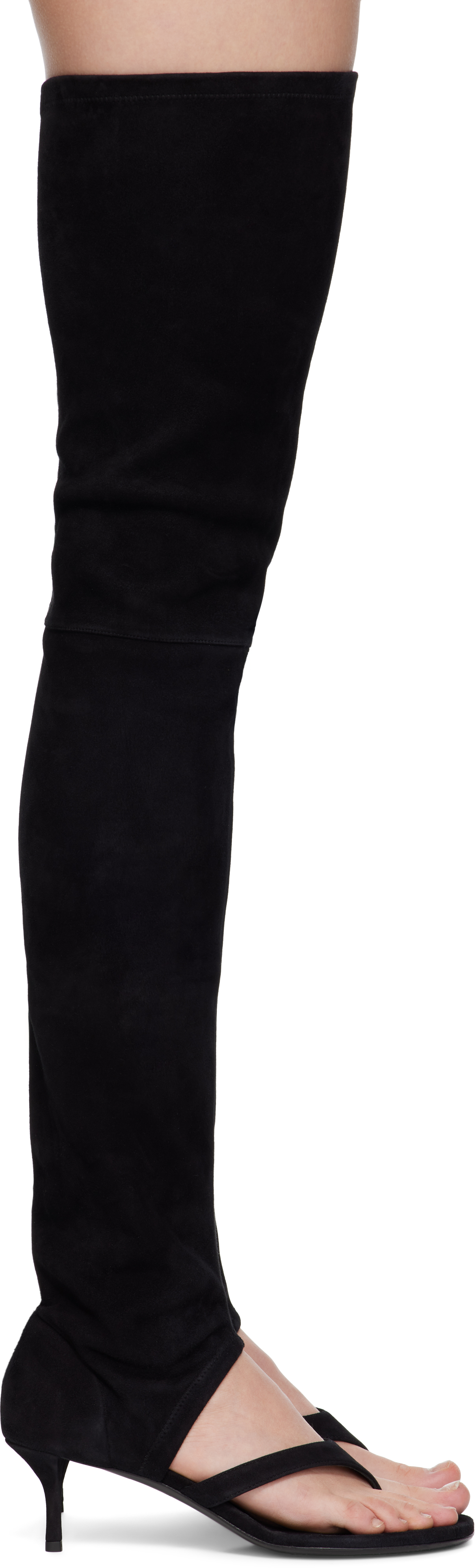 ALAÏA Black Stretch Suede 55 Tall Boots