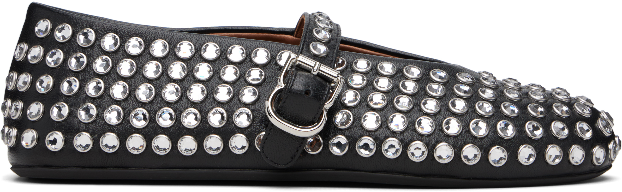 ALAÏA BLACK STRASS LAMBSKIN BALLERINA FLATS