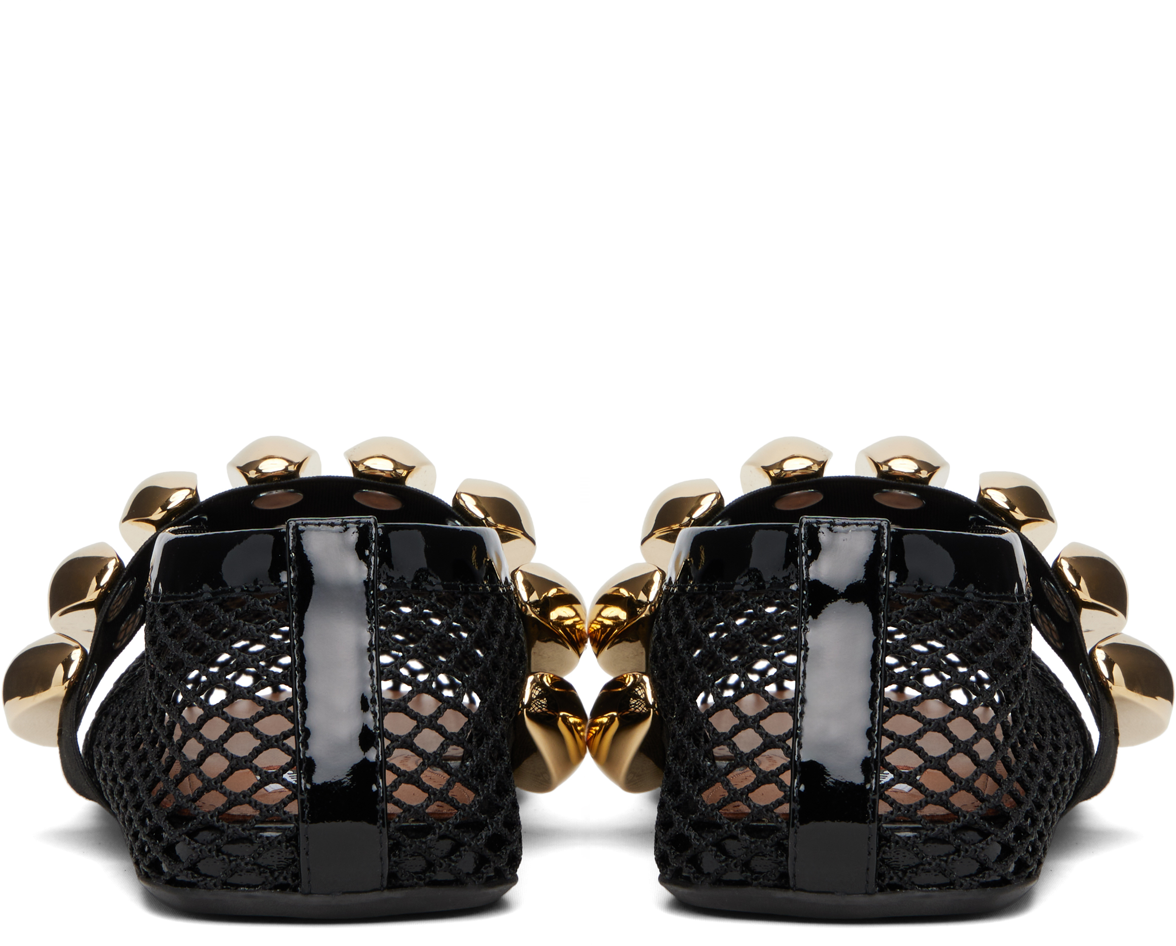 ALAÏA BLACK FISHNET JEWEL BALLERINA FLATS 