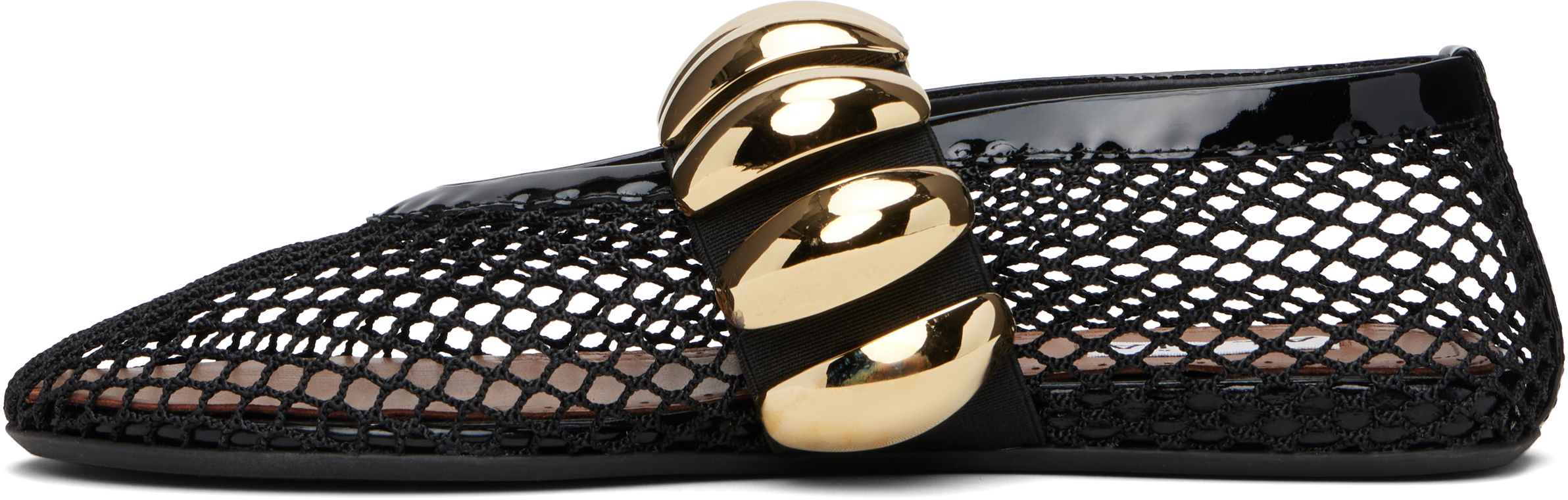 ALAÏA BLACK FISHNET JEWEL BALLERINA FLATS 