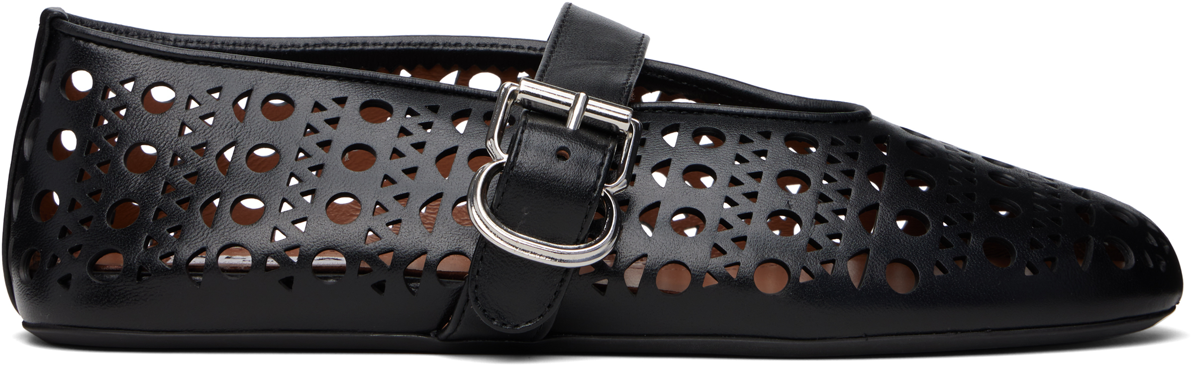 ALAÏA BLACK VIENNE LAMBSKIN BALLERINA FLATS 
