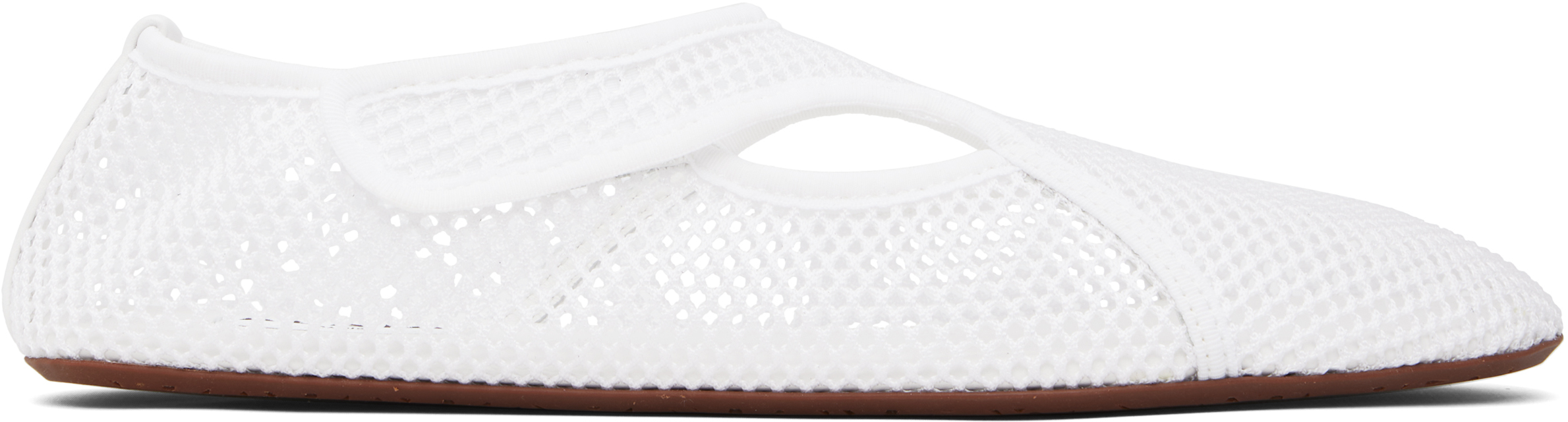 Alaïa White Fishnet Ballerina Flats