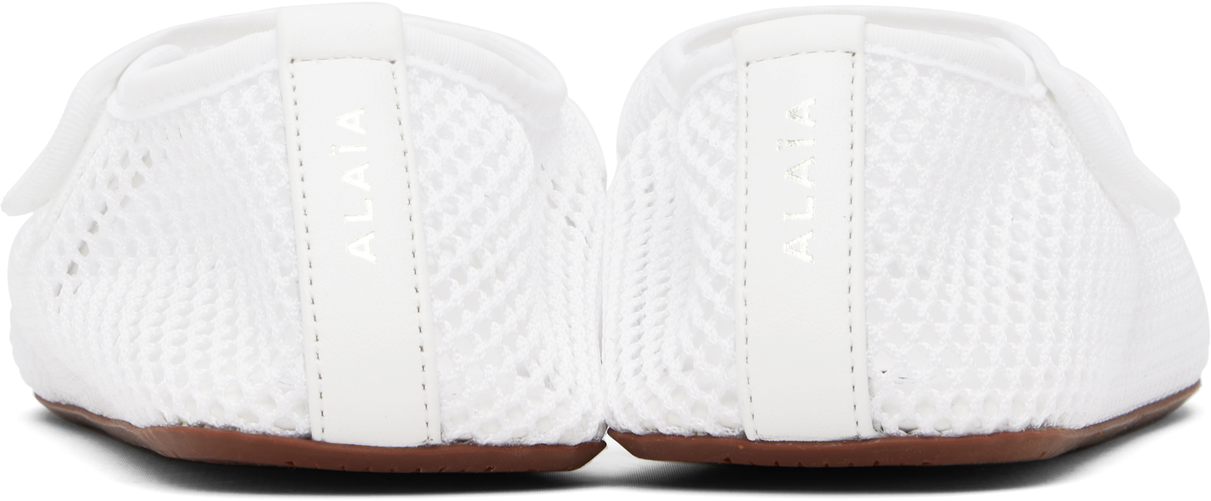 Alaïa White Fishnet Ballerina Flats