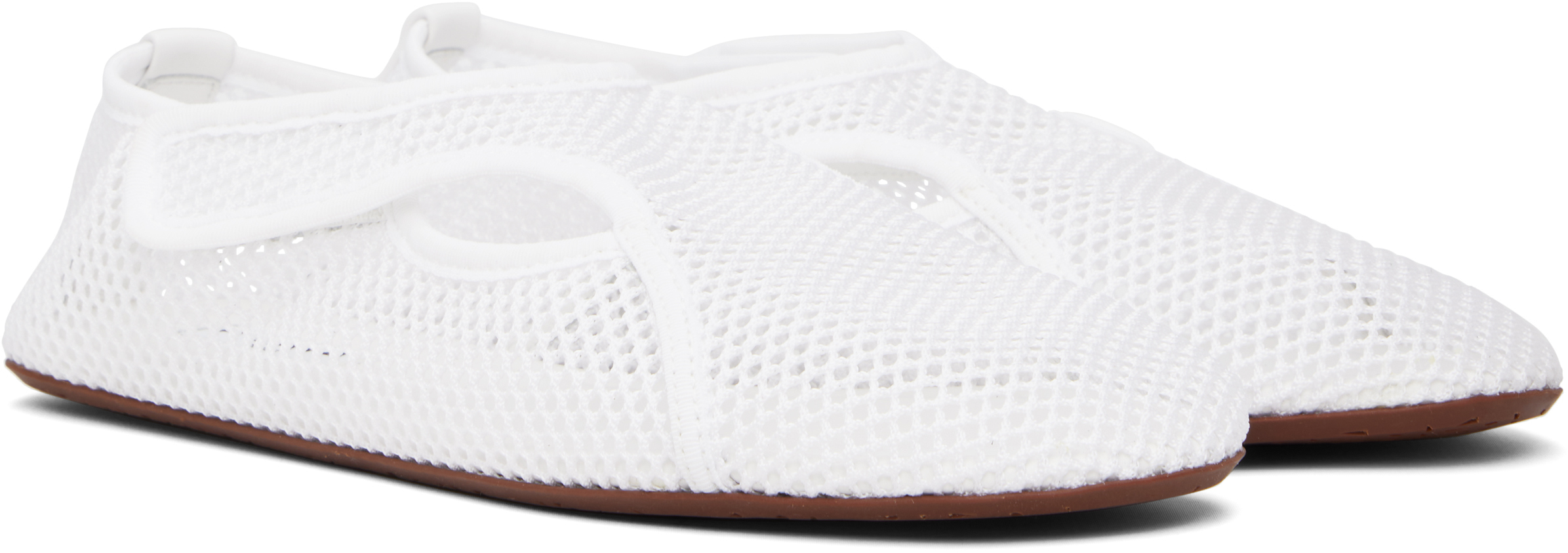 Alaïa White Fishnet Ballerina Flats