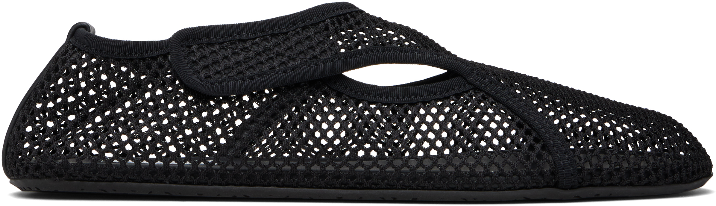 ALAA: Black Fishnet Ballerina Flats | SSENSE