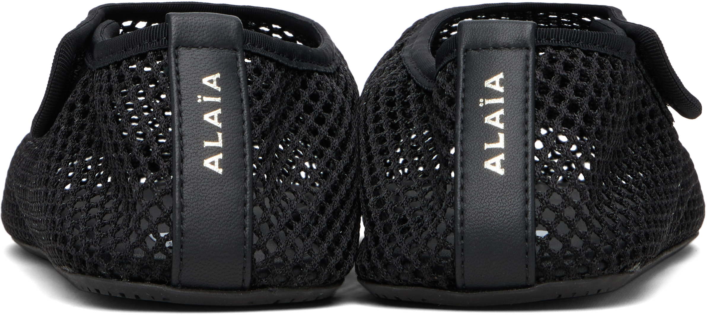Shop Alaïa Black Fishnet Ballerina Flats