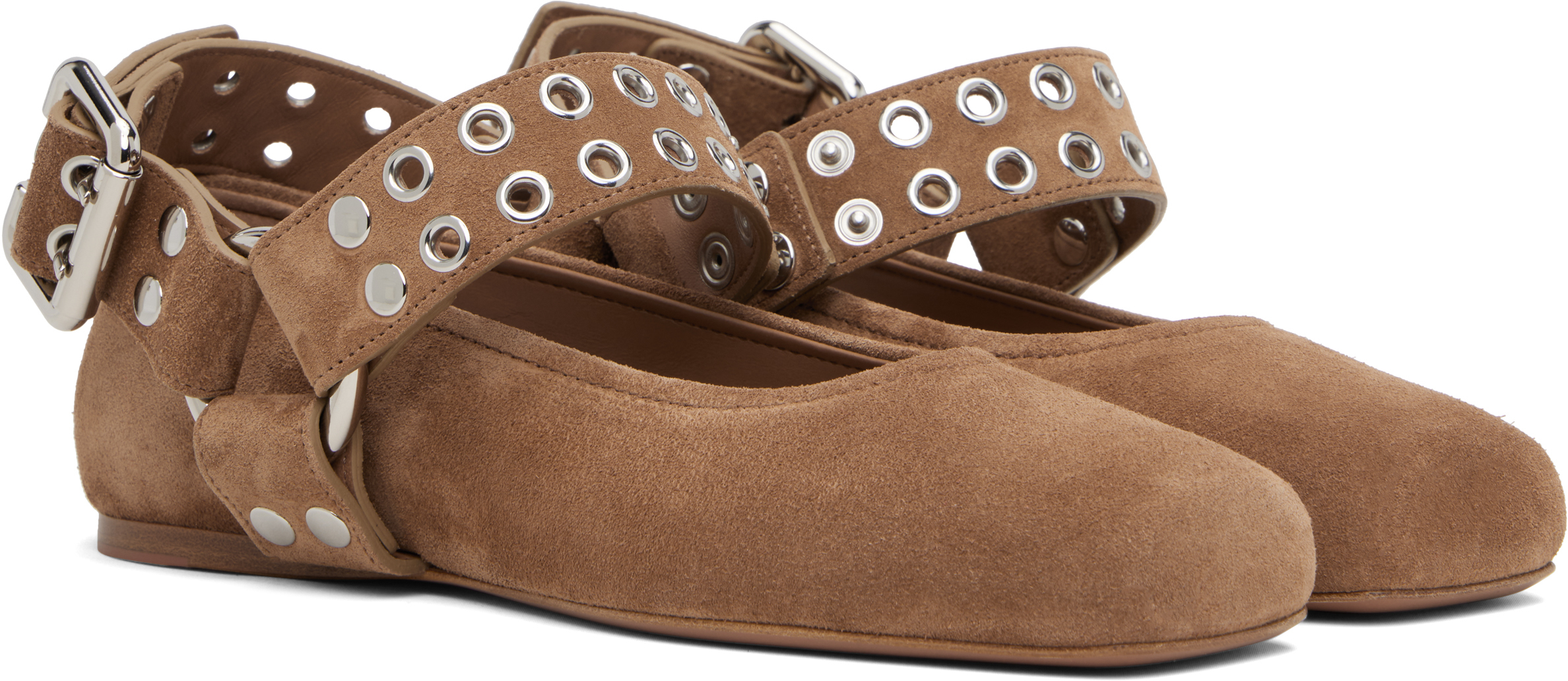 Alaïa Brown Biker Ballerina Flats In Multi