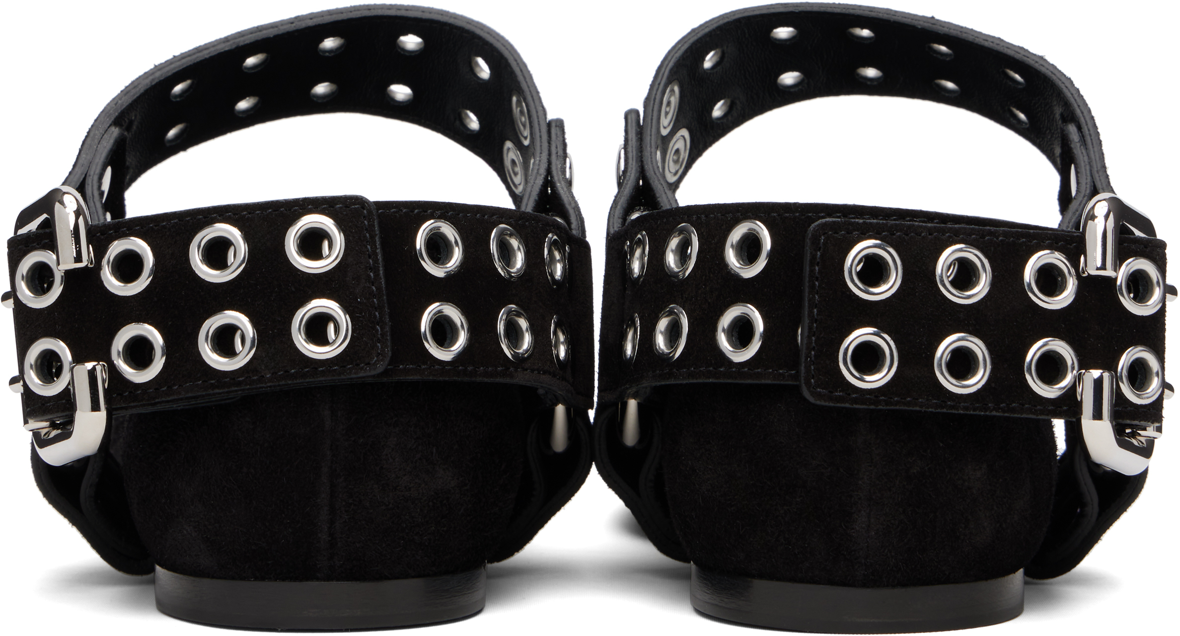 ALAÏA BLACK BIKER SUEDE BALLERINA FLATS 