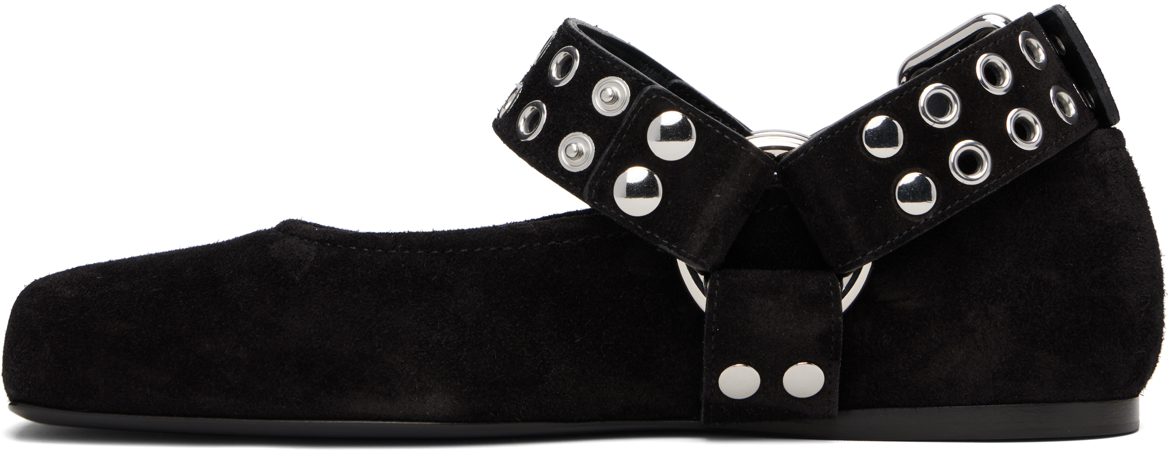 ALAÏA BLACK BIKER SUEDE BALLERINA FLATS 