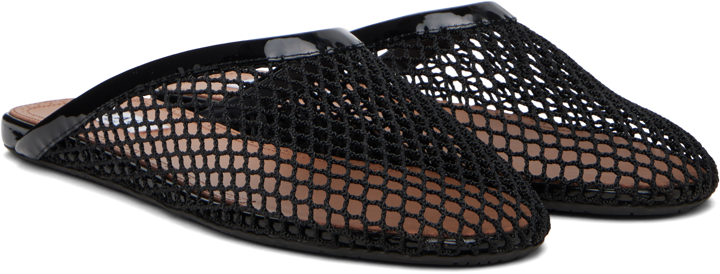 ALAÏA BLACK FISHNET FLAT MULES 