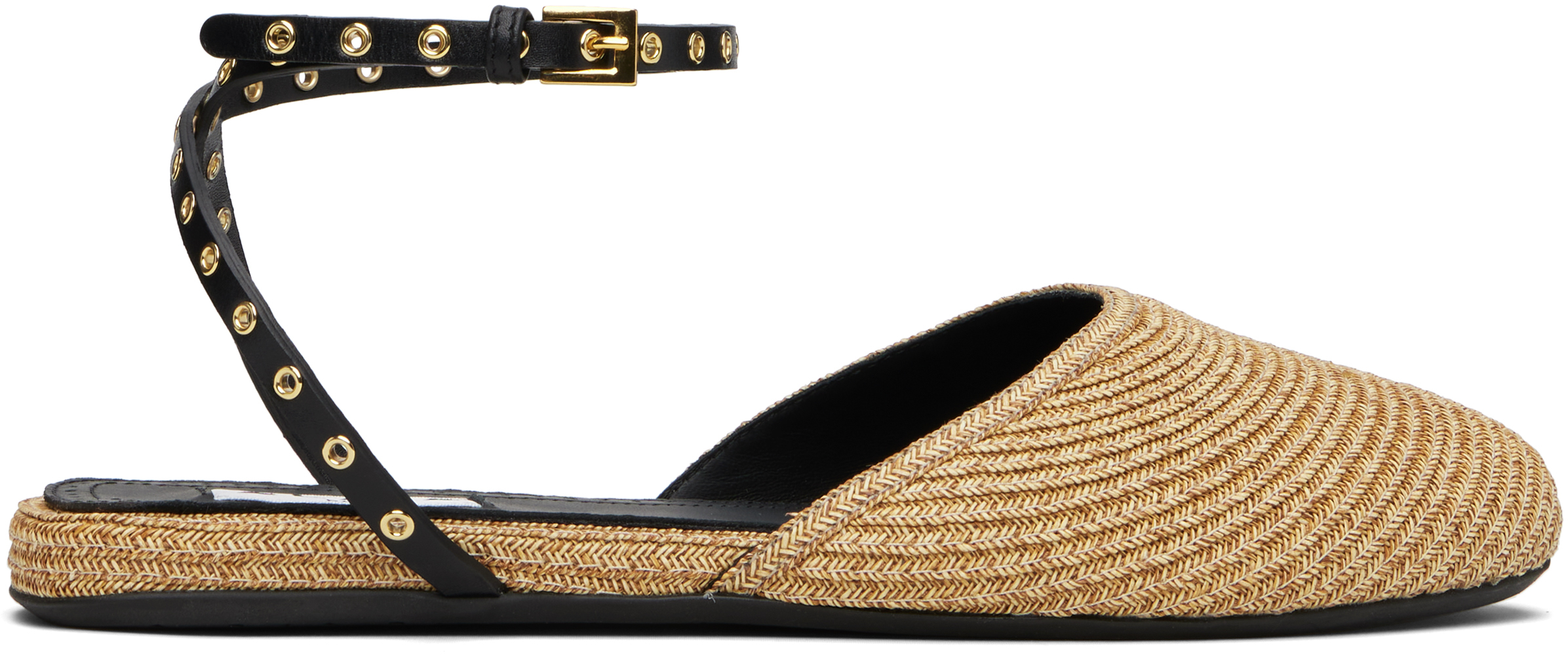 ALAÏA BEIGE PAPER STRAW BALLERINA FLATS 