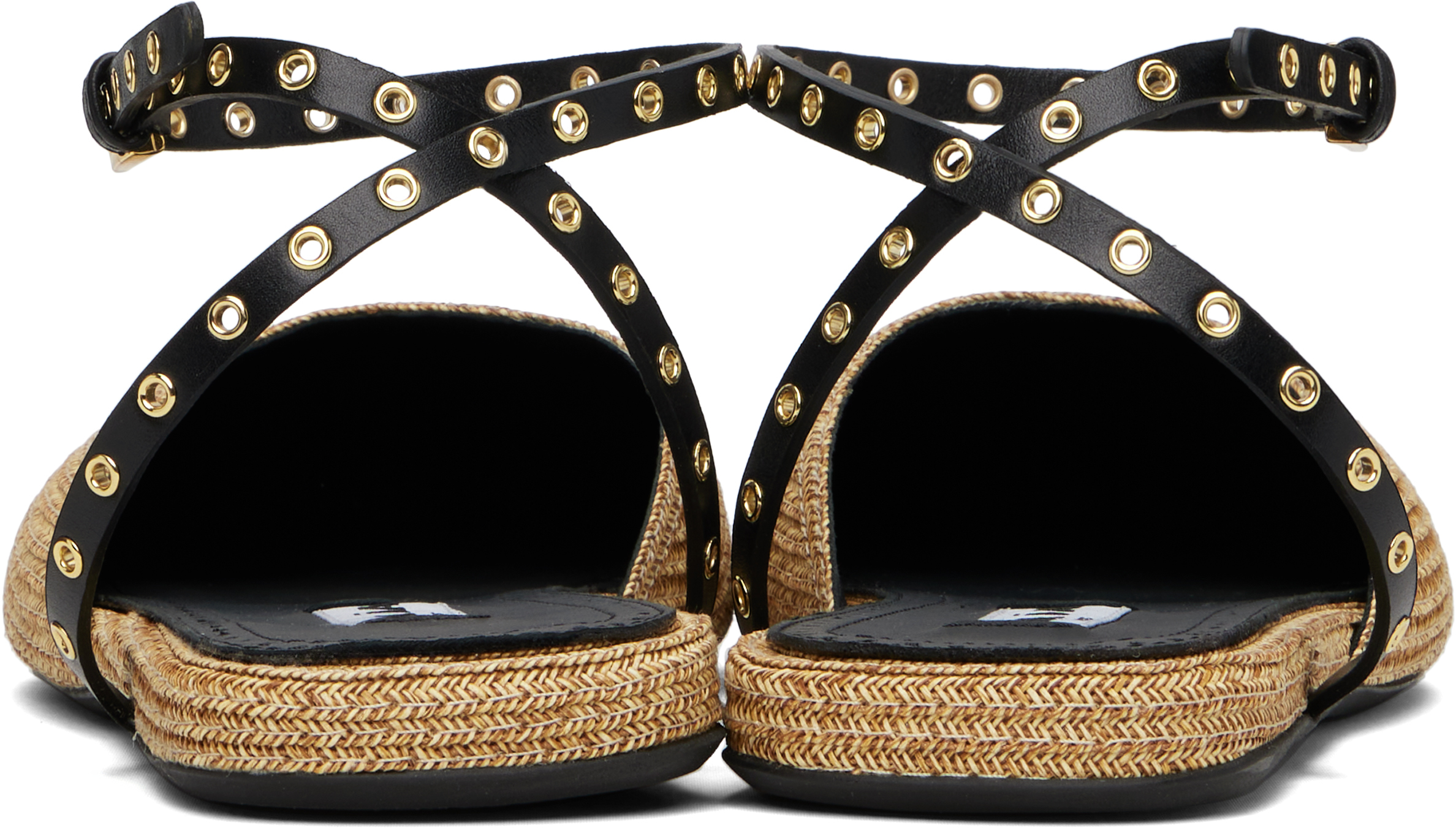 ALAÏA BEIGE PAPER STRAW BALLERINA FLATS 