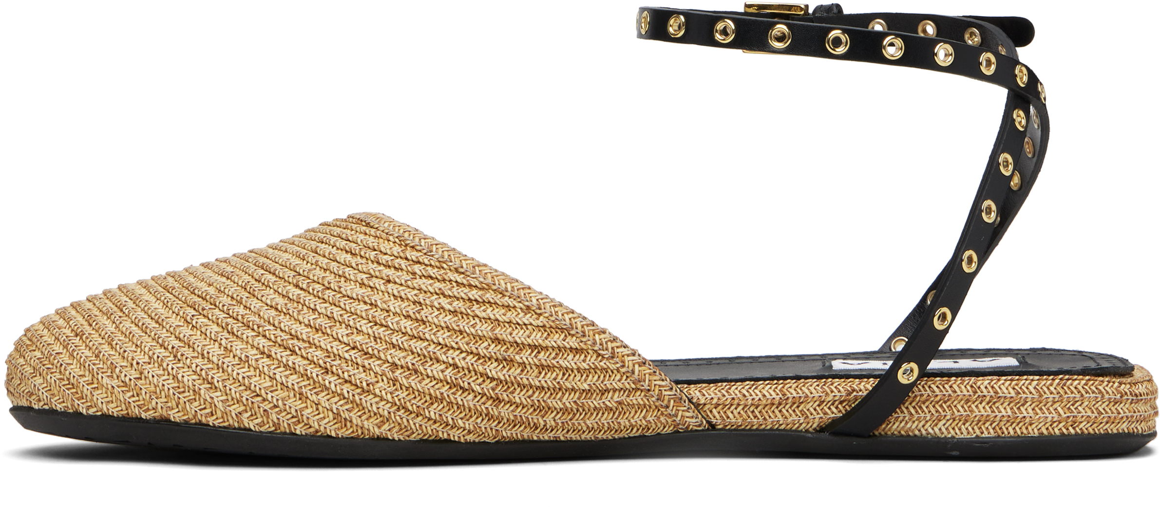 ALAÏA BEIGE PAPER STRAW BALLERINA FLATS 
