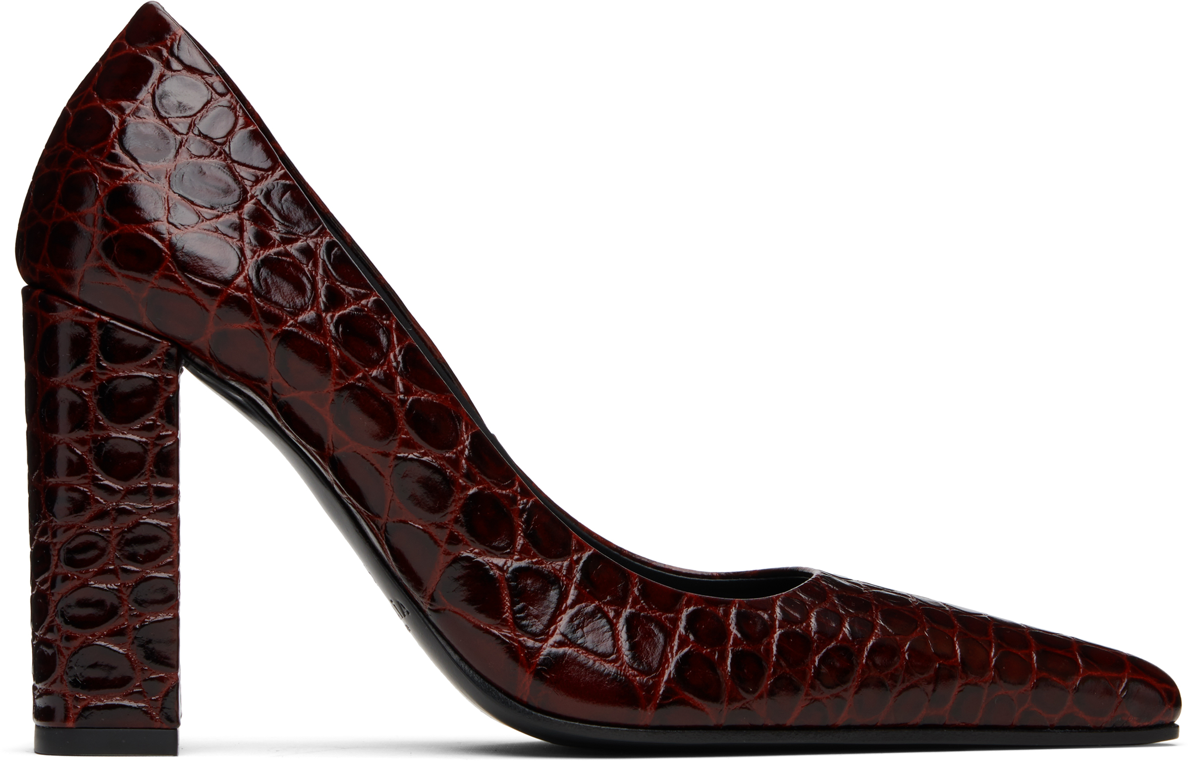 Alaïa Show Pointed Toe Lizard Embossed Pump In Burgundy
