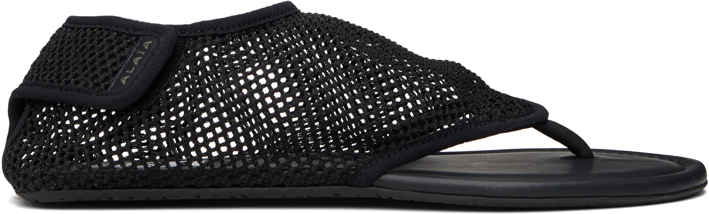 ALAÏA Black Thong Fishnet Sandals