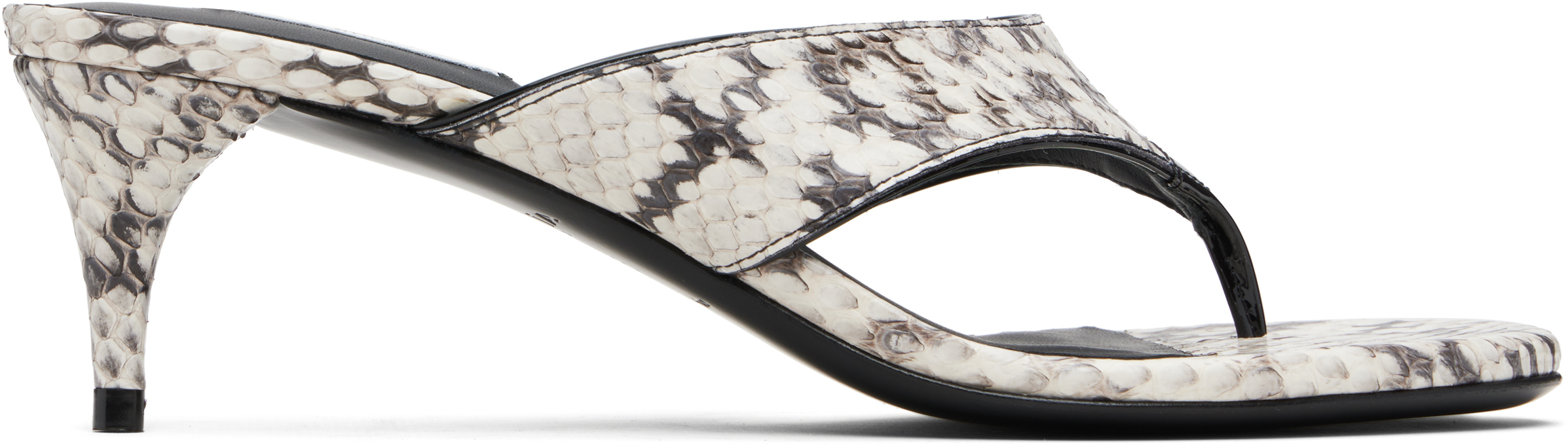 ALAÏA White Thong Elaphe Leather Mule Sandals