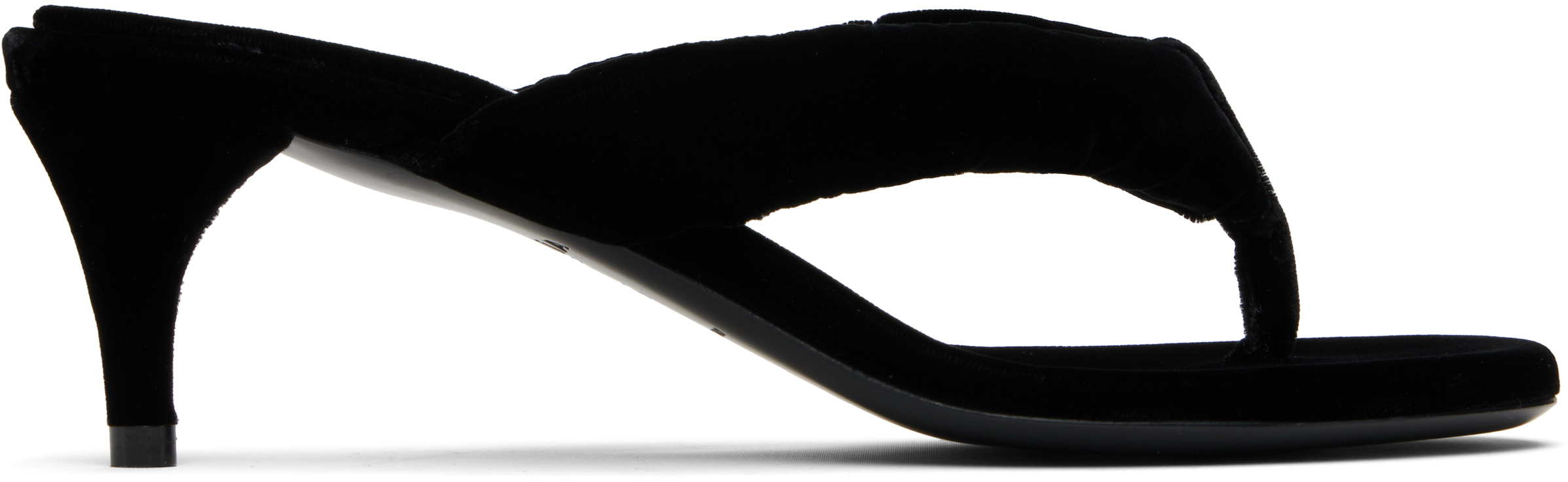 Alaïa Black Velvet Tong Mules In Black