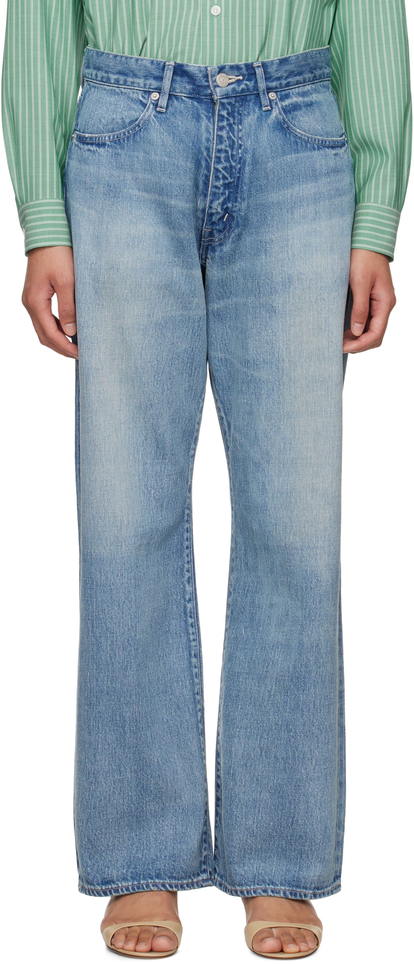 AURALEE: Blue Selvedge Faded Light Jeans | SSENSE AURALEE: Blue Selvedge Faded Light Jeans | SSENSE