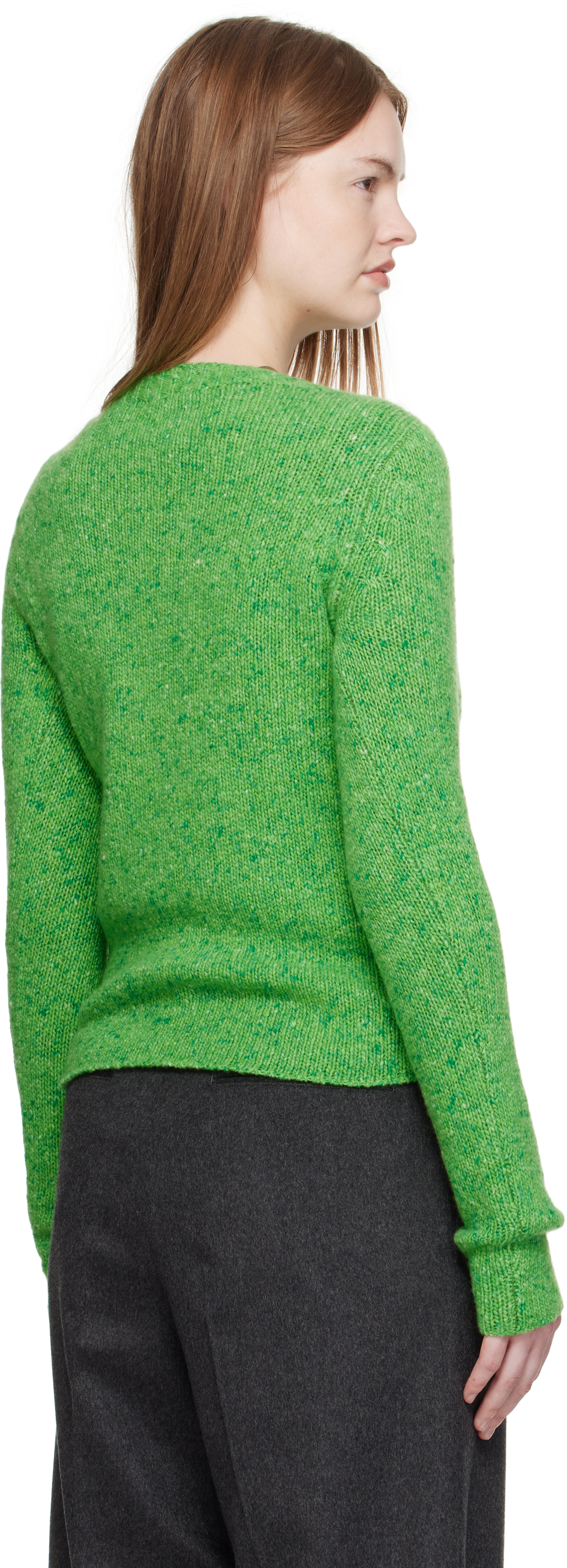Auralee Green Cashmere Melange Knit Sweater In Green