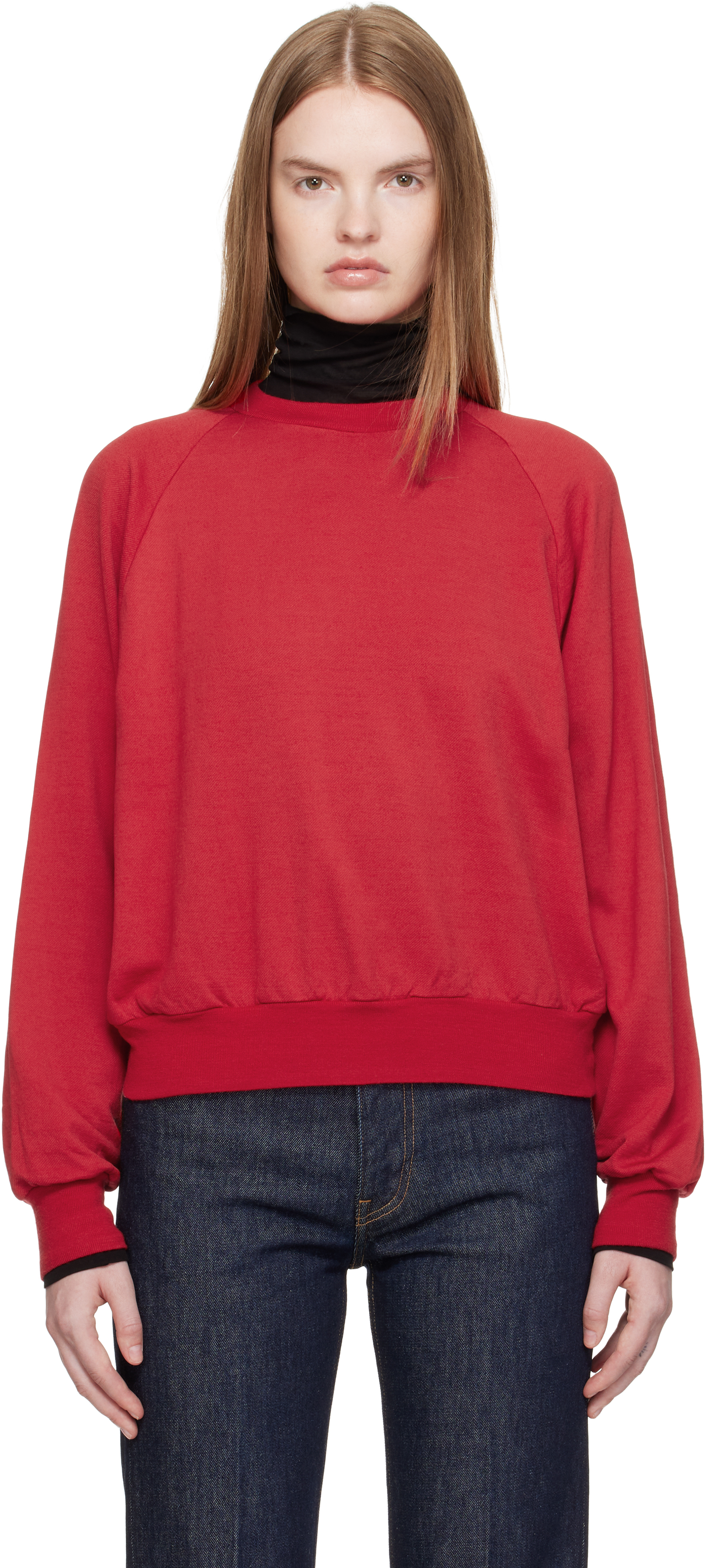 【関税込み】AURALEE スウェットシャツ AURALEE: レッド ライトウール プルオーバー スウェットシャツ