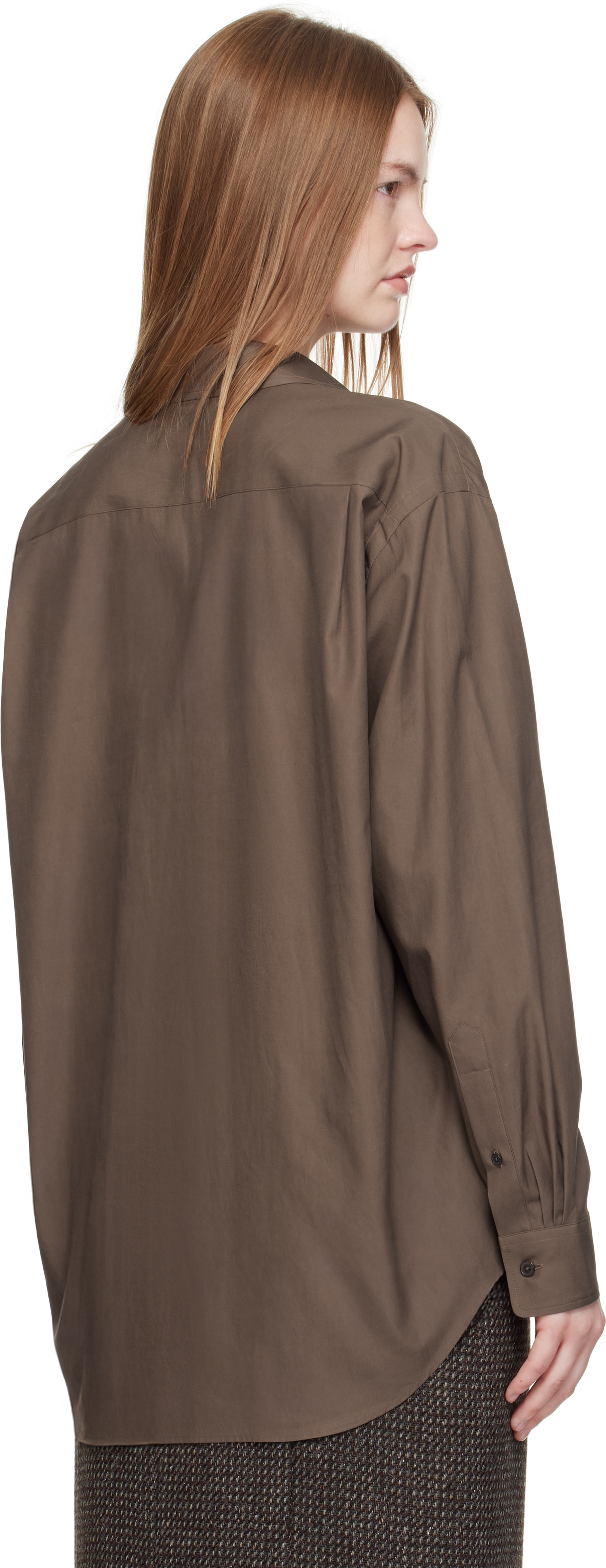 Auralee Brown Washed Finx Twill Shirt In Brown