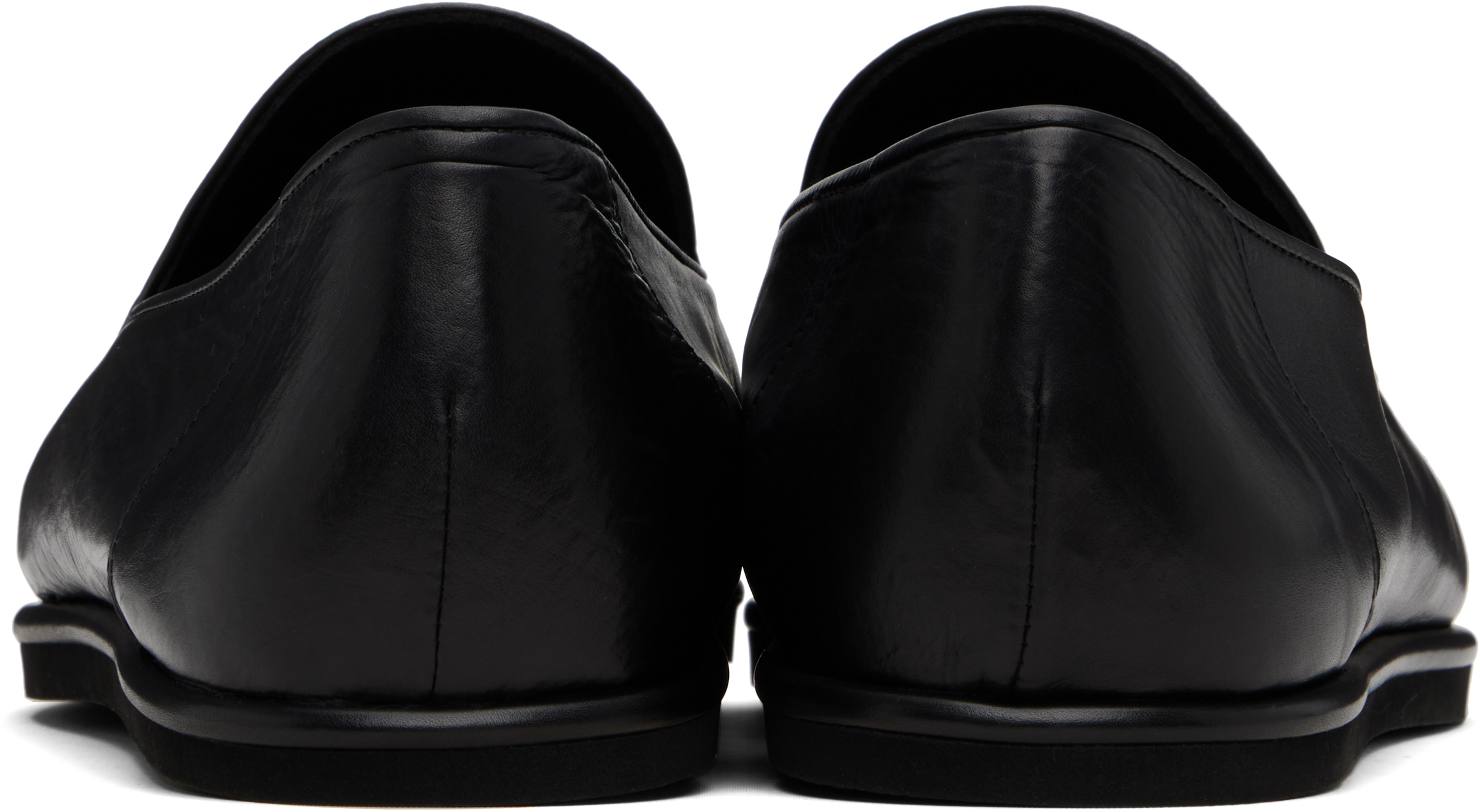 Auralee Black Soft Leather Loafers In Black
