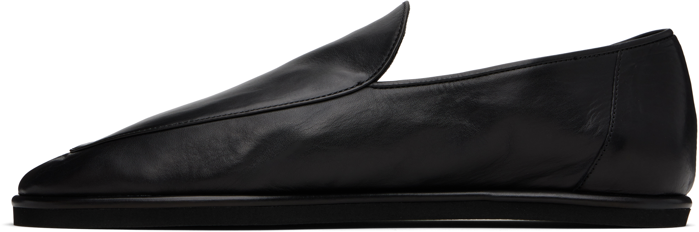 Auralee Black Soft Leather Loafers In Black
