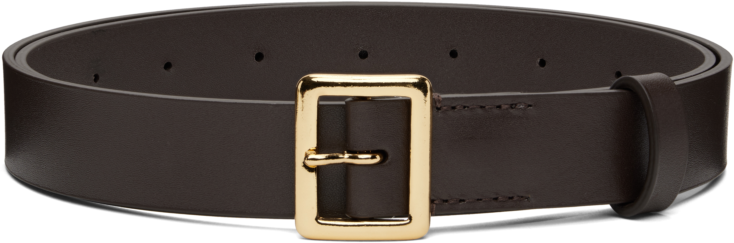 AURALEE: Brown Square Buckle Belt | SSENSE Canada