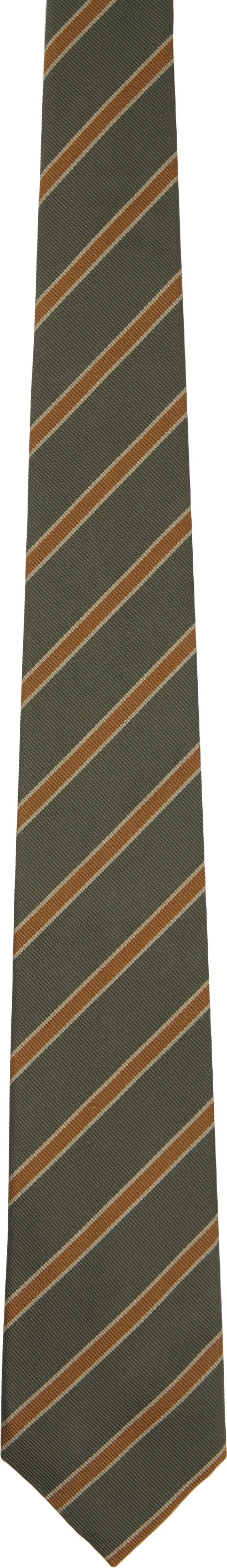 AURALEE 25aw silk stripe tie AURALEE Green & Yellow Silk Stripe Tie