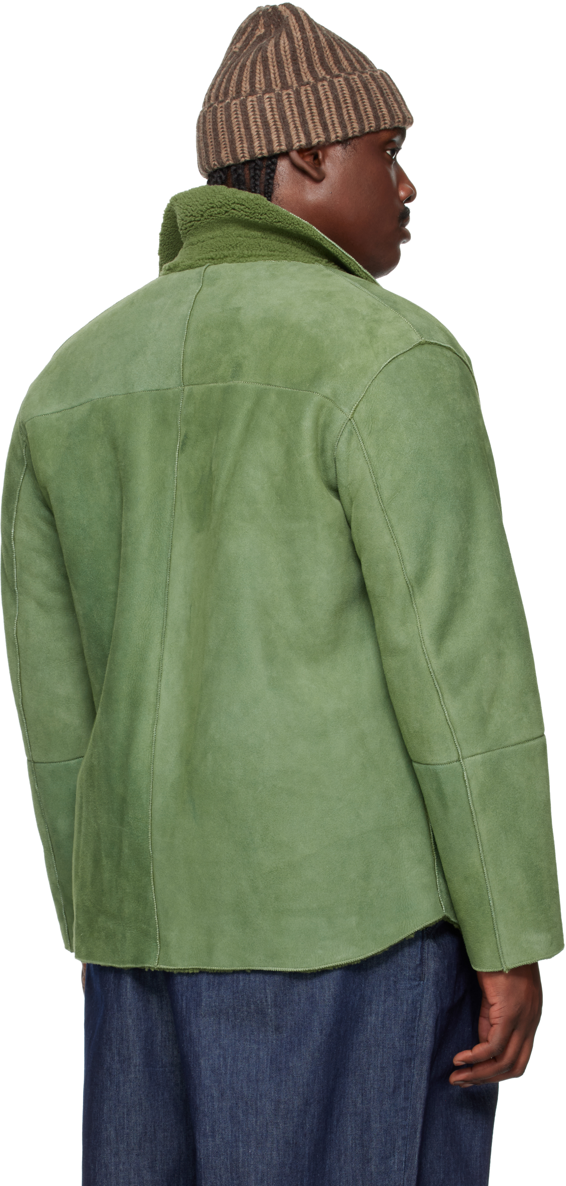 Auralee Green Merino Mouton Shirt Jacket In Green