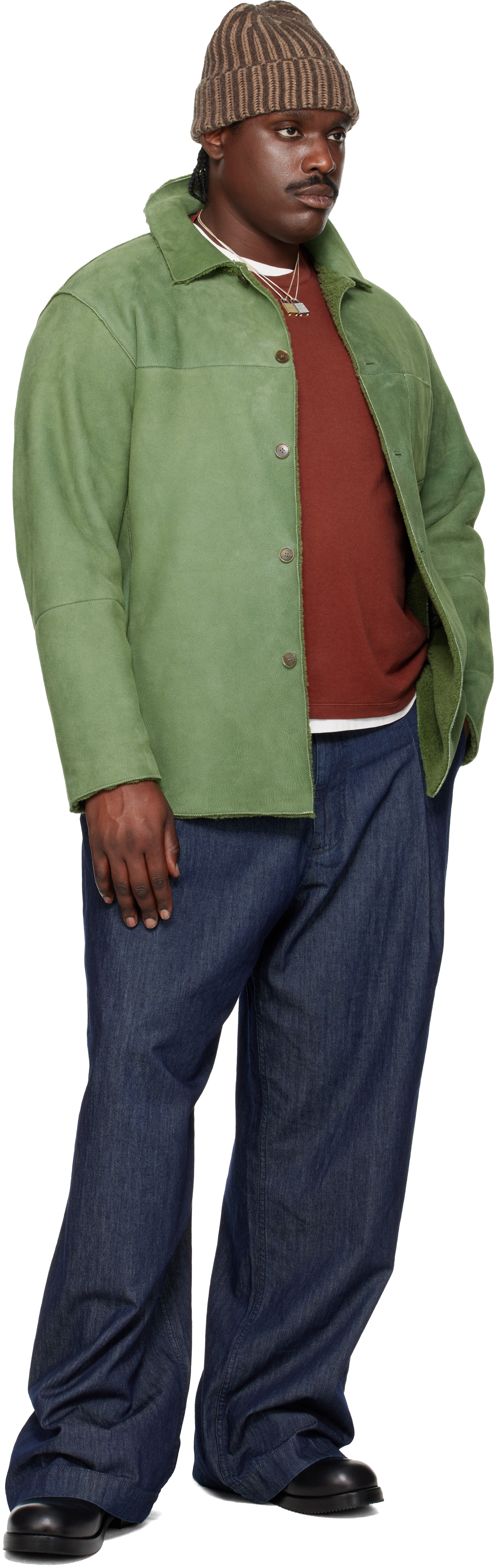 Auralee Green Merino Mouton Shirt Jacket In Green