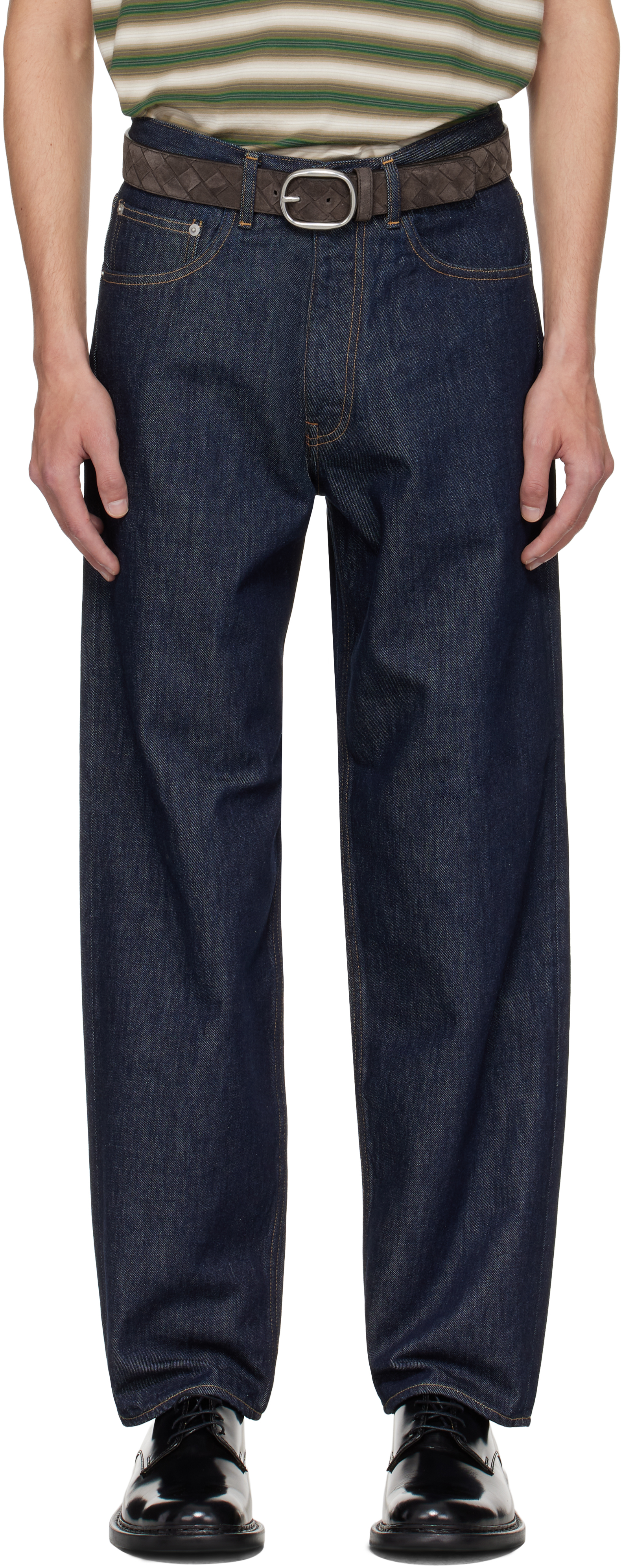 Auralee Indigo Hard Twist Denim Wide Jeans In Purple