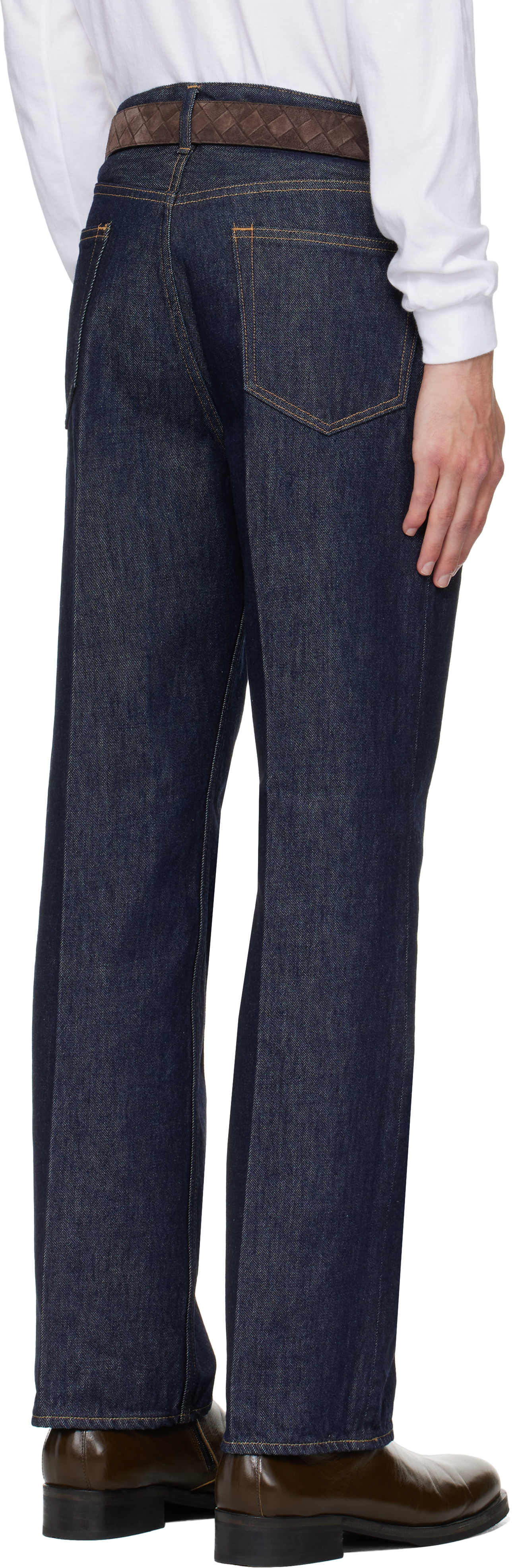 Auralee Indigo Hard Twist Denim Wide Jeans In Blue