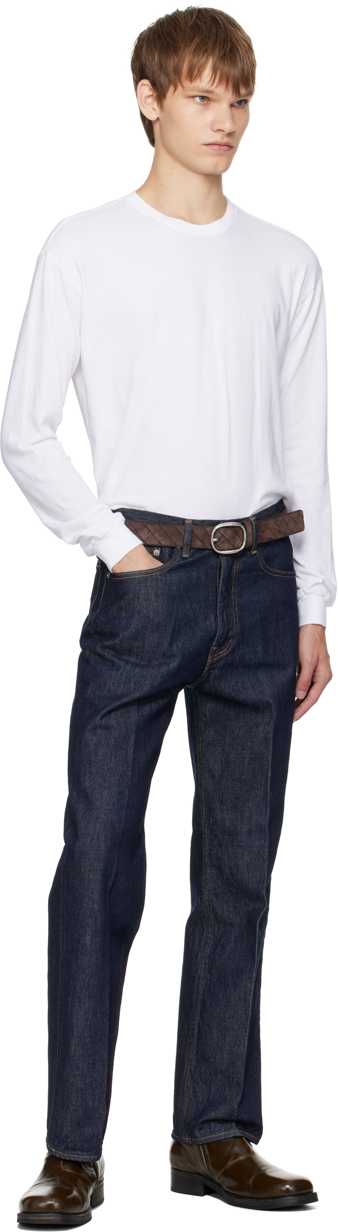 Auralee Indigo Hard Twist Denim Wide Jeans In Blue