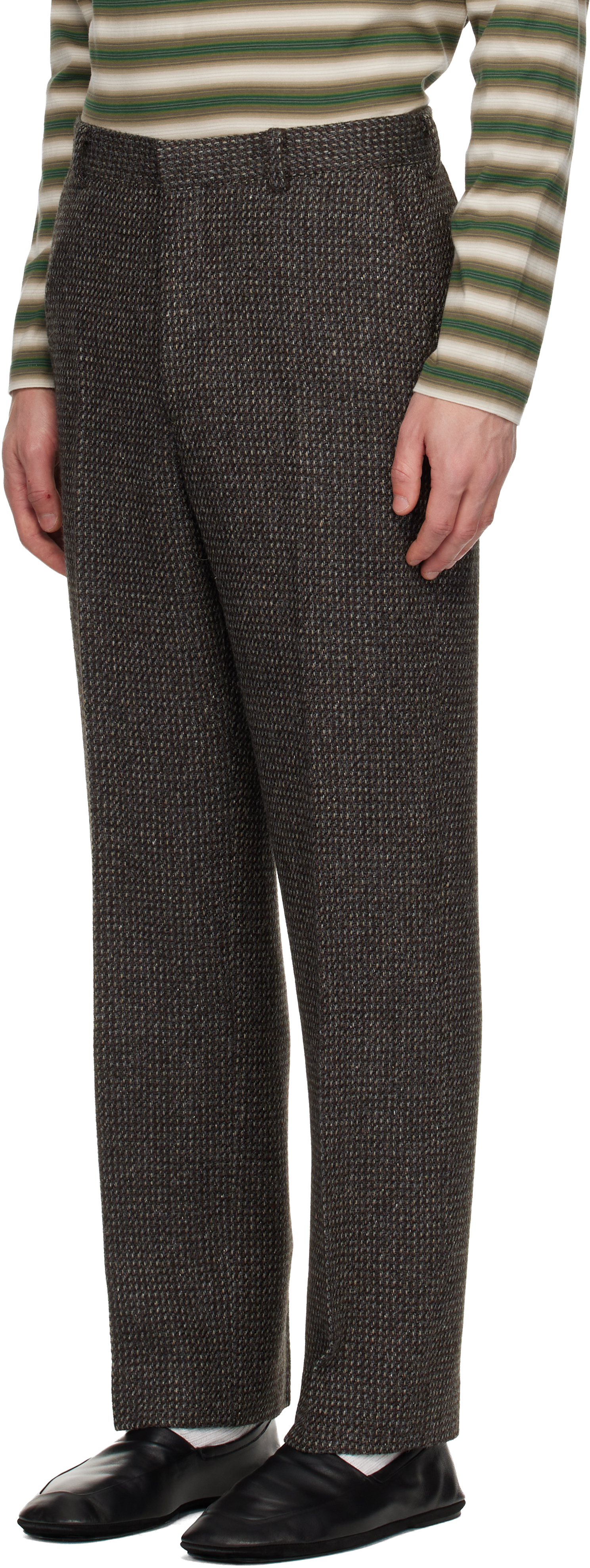 Auralee Gray Alpaca Wool Silk Tweed Trousers In Multi | ModeSens