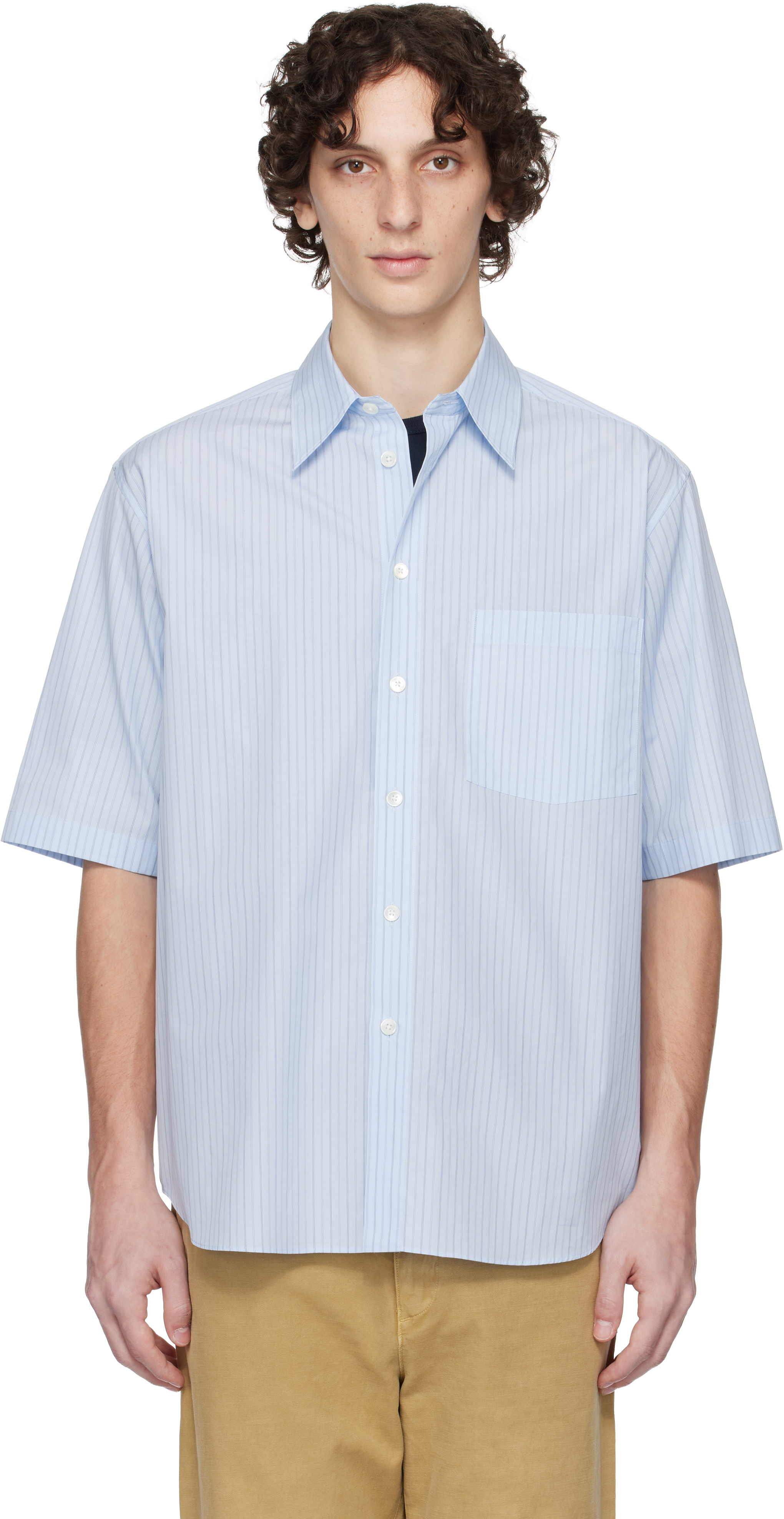 Blue Suvin High Count Cloth Stripe Shirt