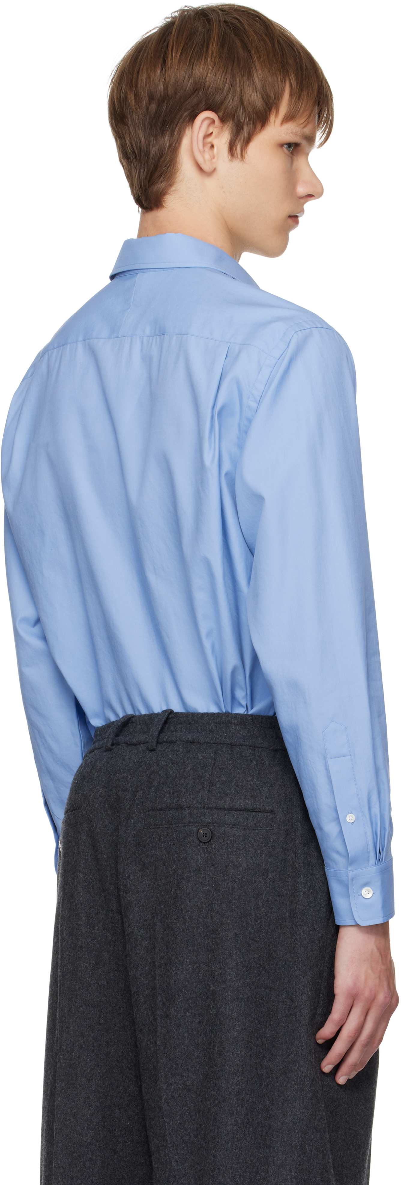Auralee Blue Washed Finx Twill Shirt In Blue