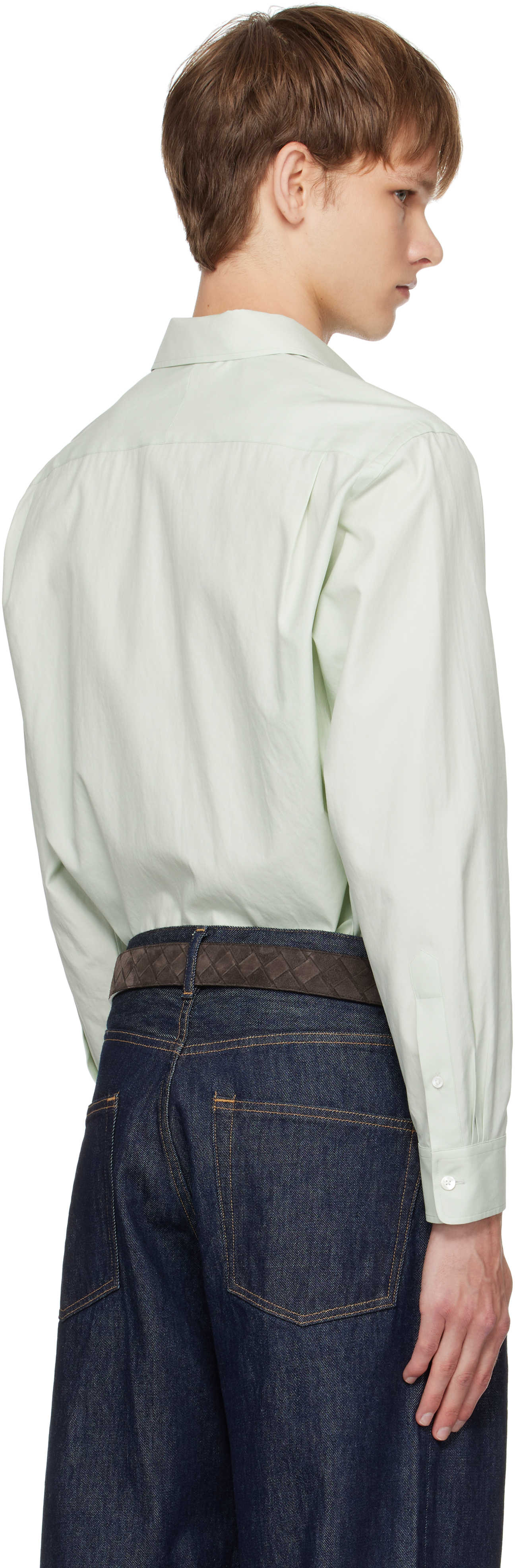 Auralee Green Washed Finx Twill Shirt In Brown