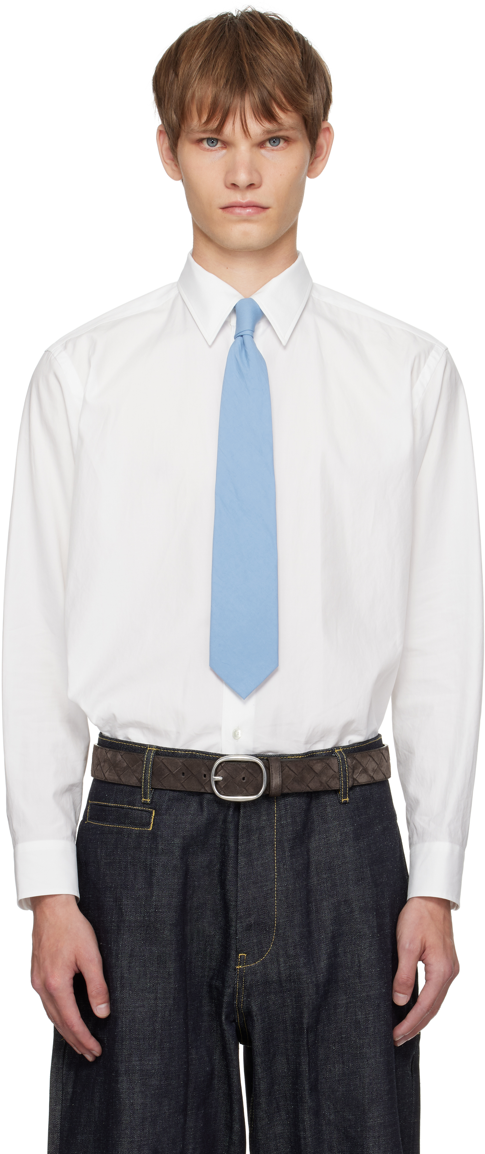 Auralee White Washed Finx Twill Shirt In White