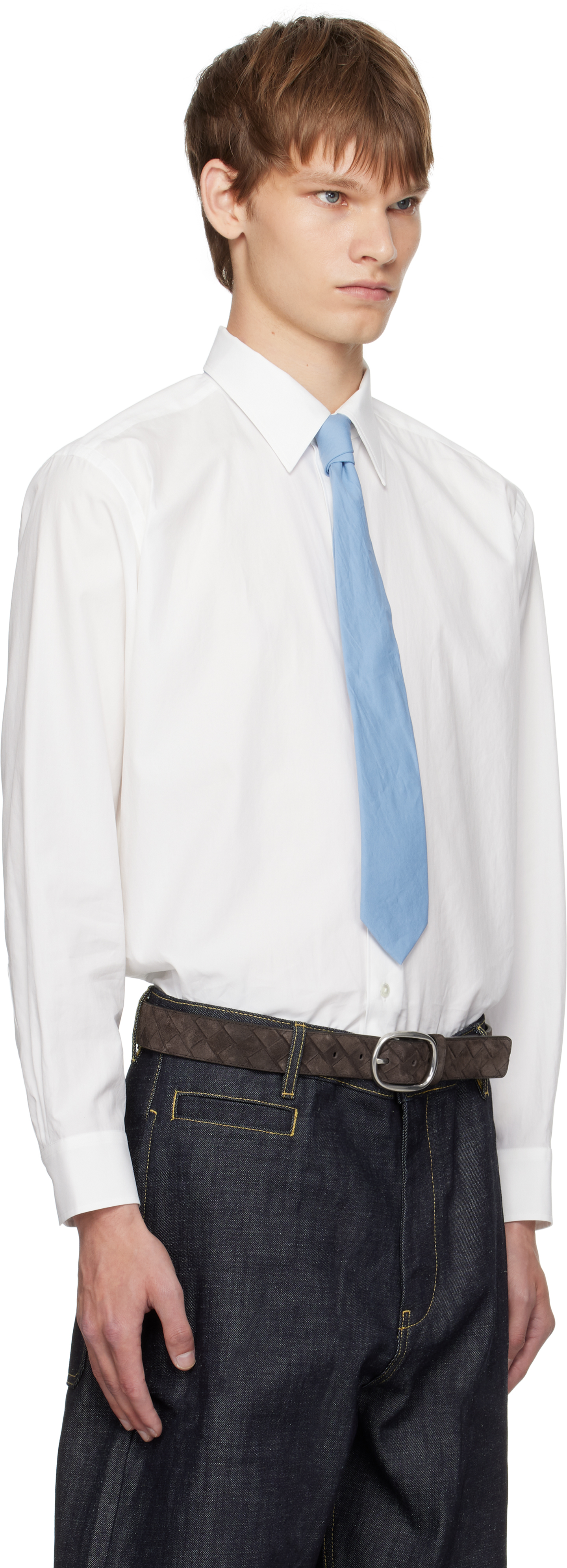 Auralee White Washed Finx Twill Shirt In White